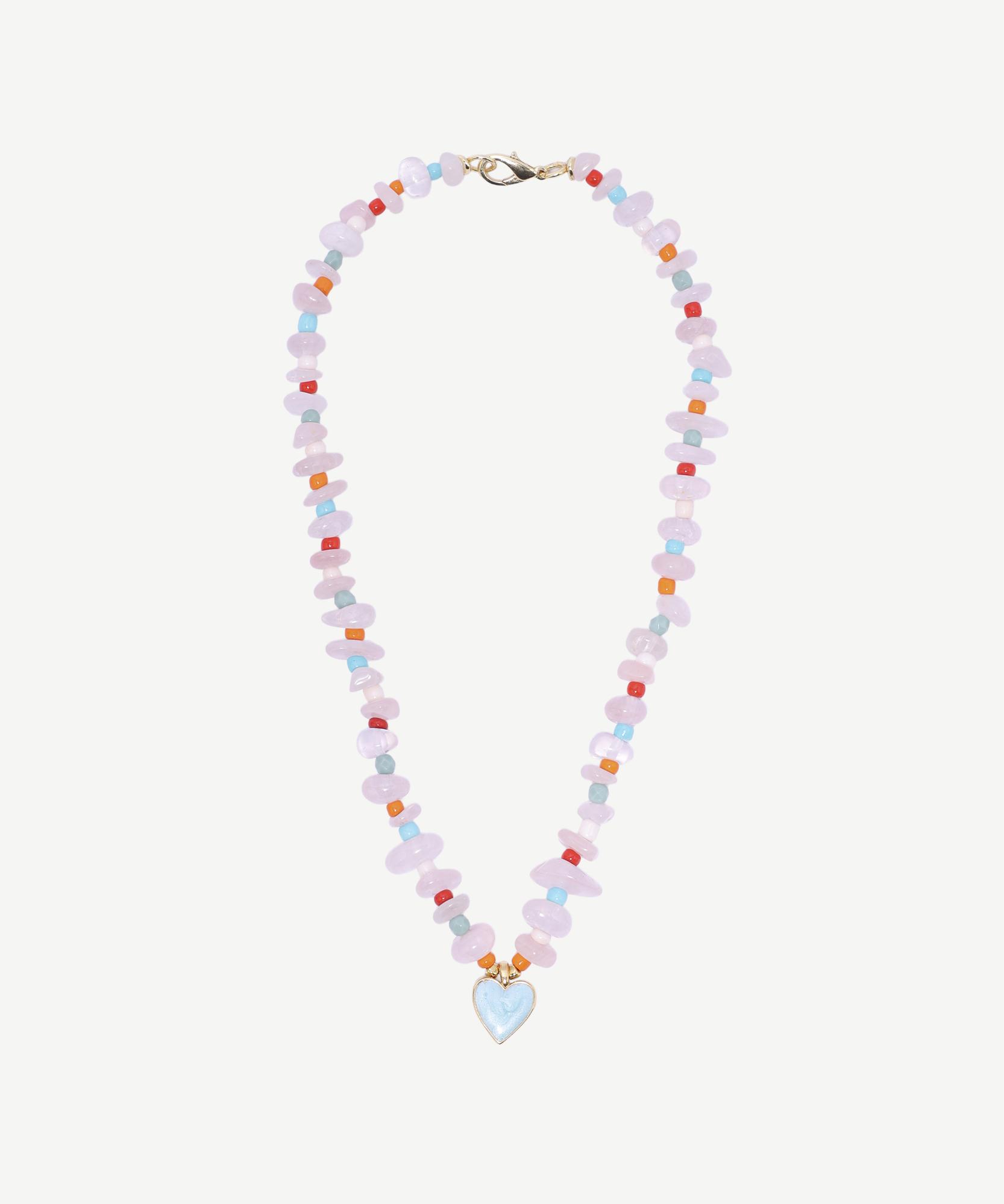 YARGICI Pembe Kuvars Ve Cam Taşlı Kolye