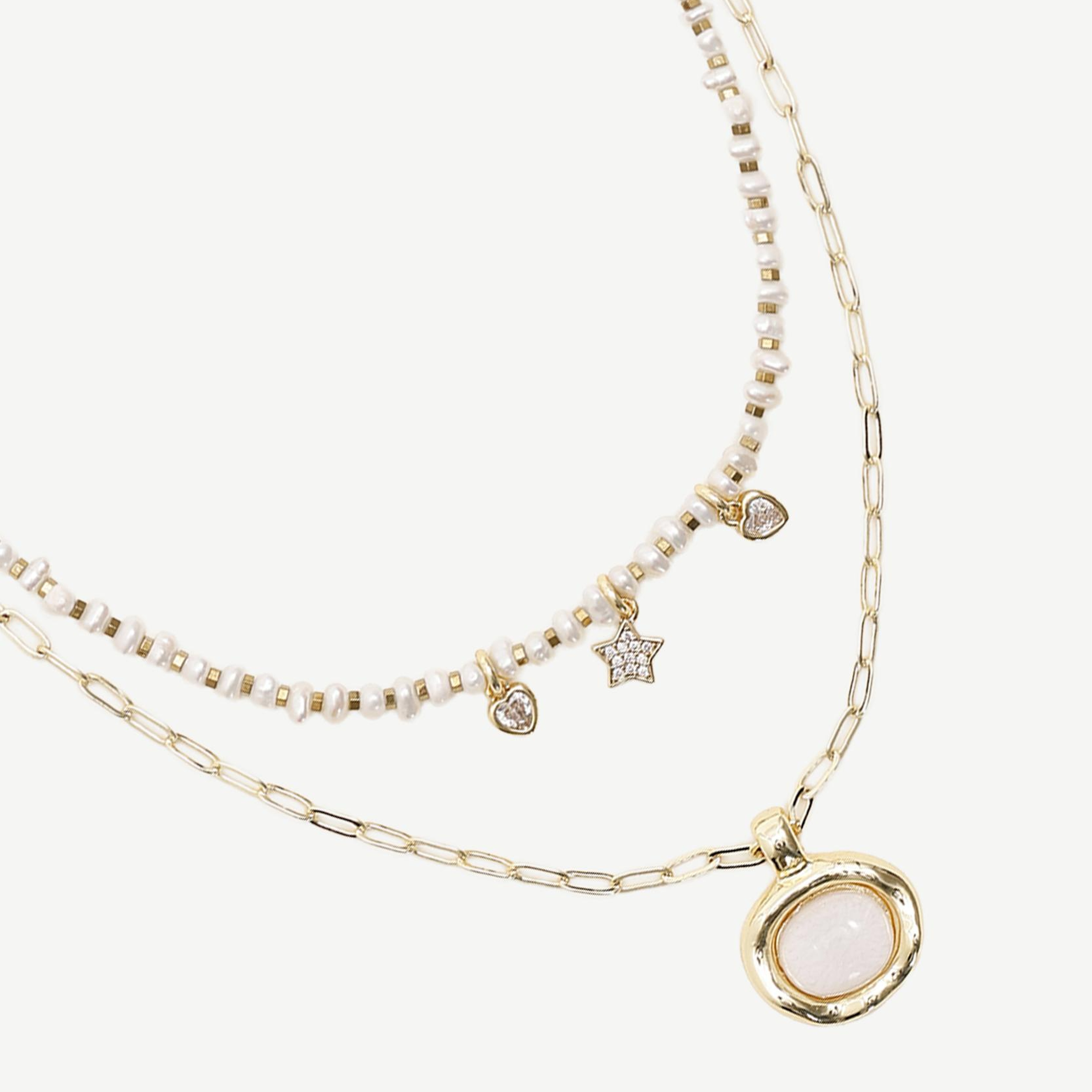 YARGICI İnci Detaylı Hematit Kolye