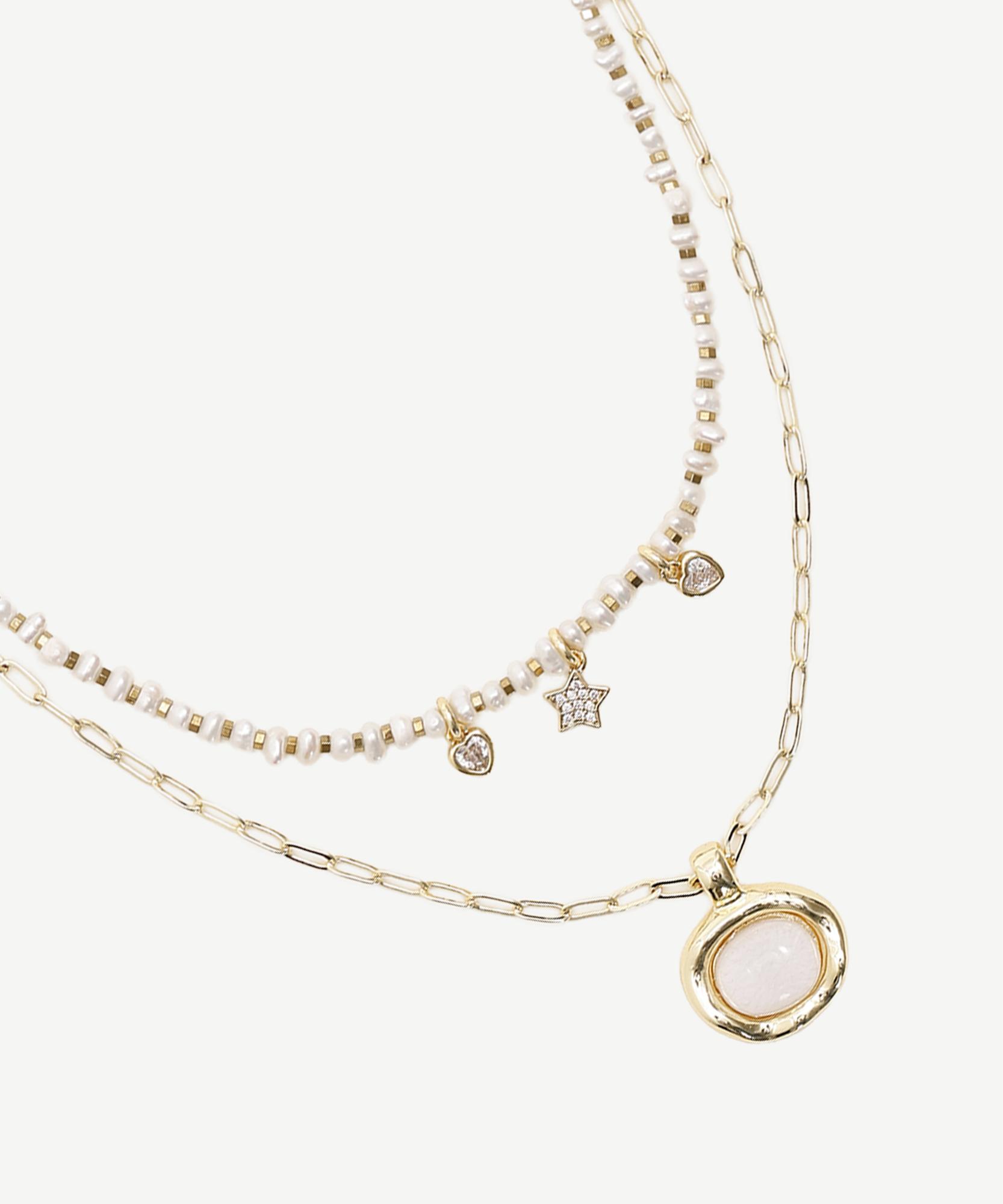 YARGICI İnci Detaylı Hematit Kolye