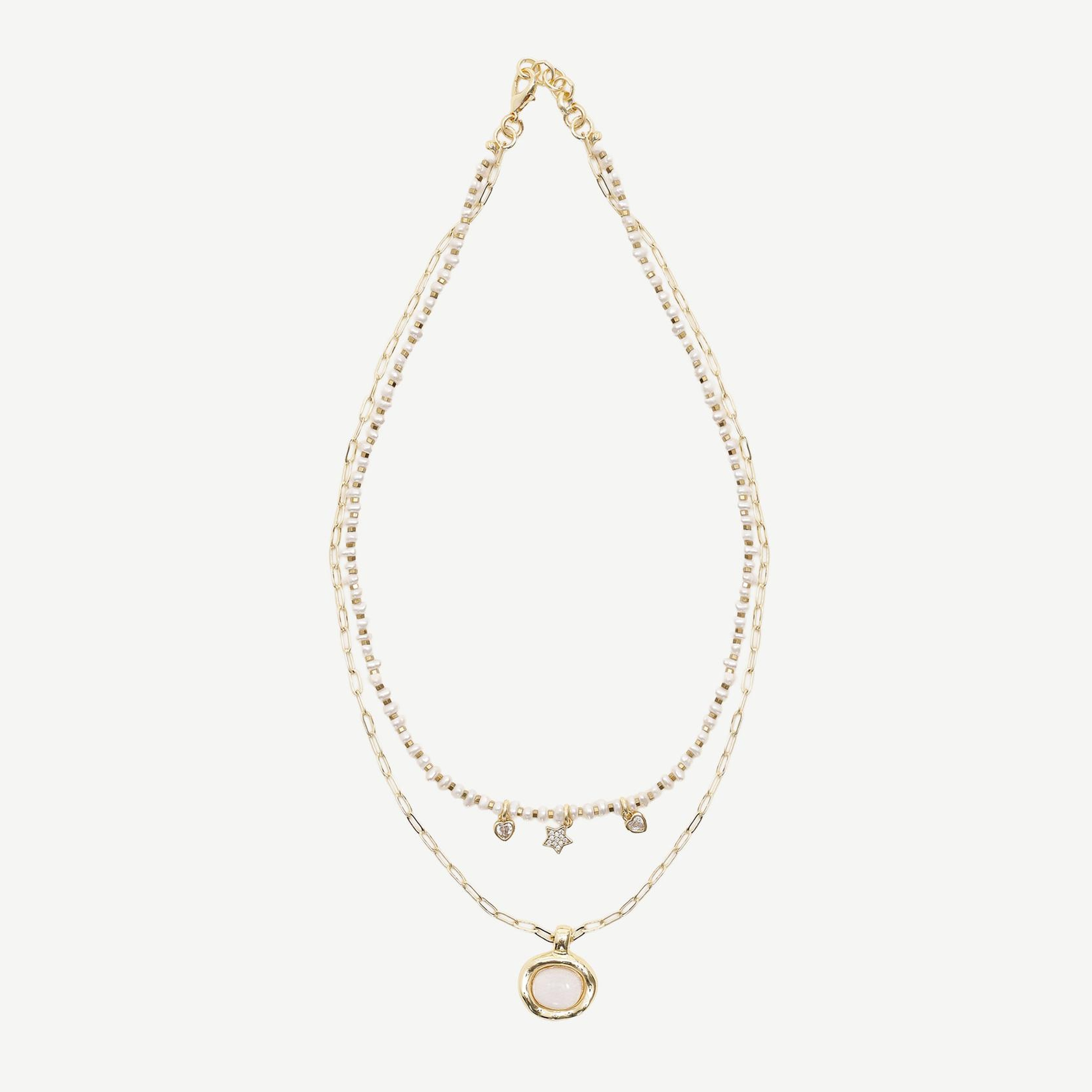 YARGICI İnci Detaylı Hematit Kolye