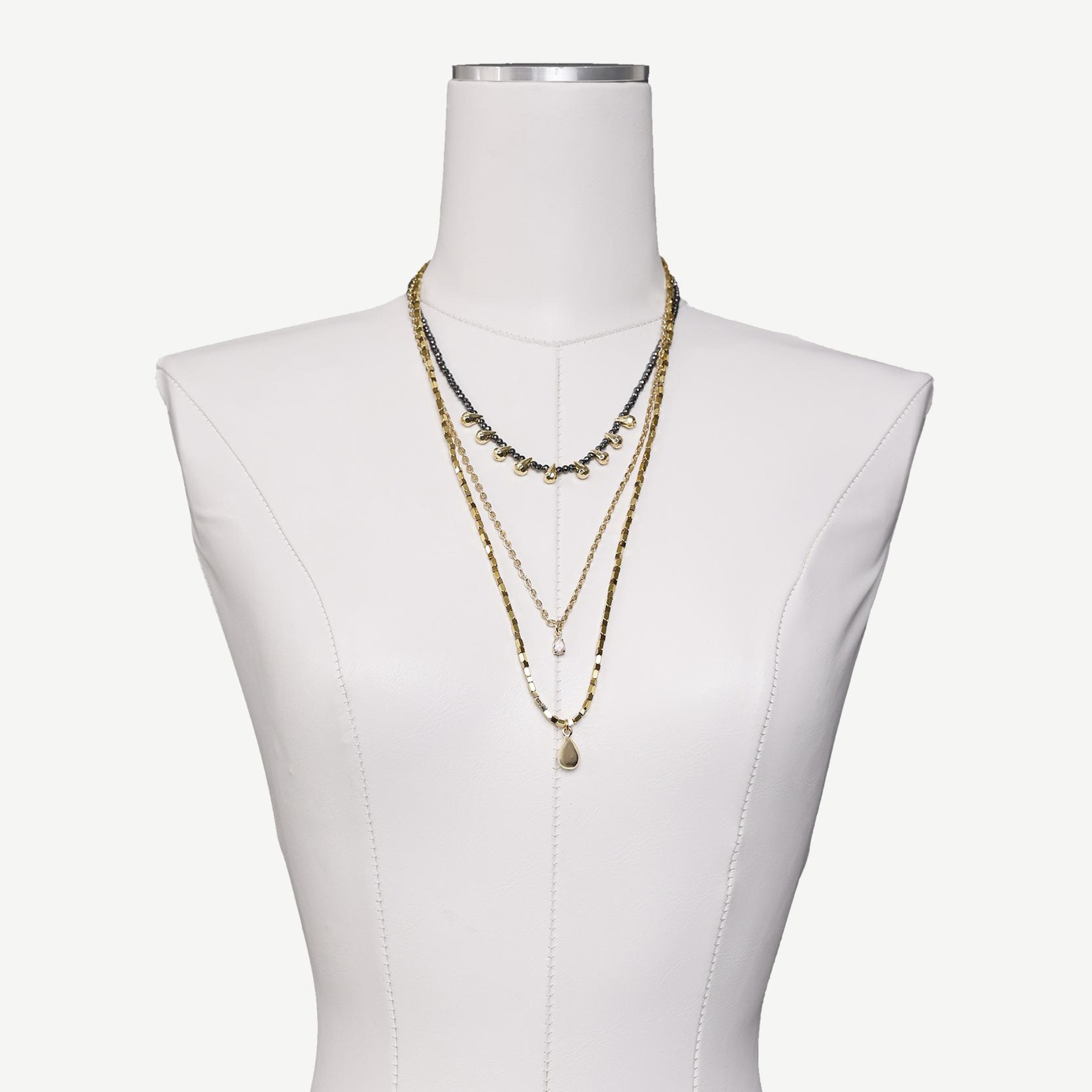 YARGICI Üç Sıralı Hematit İçerikli Kolye