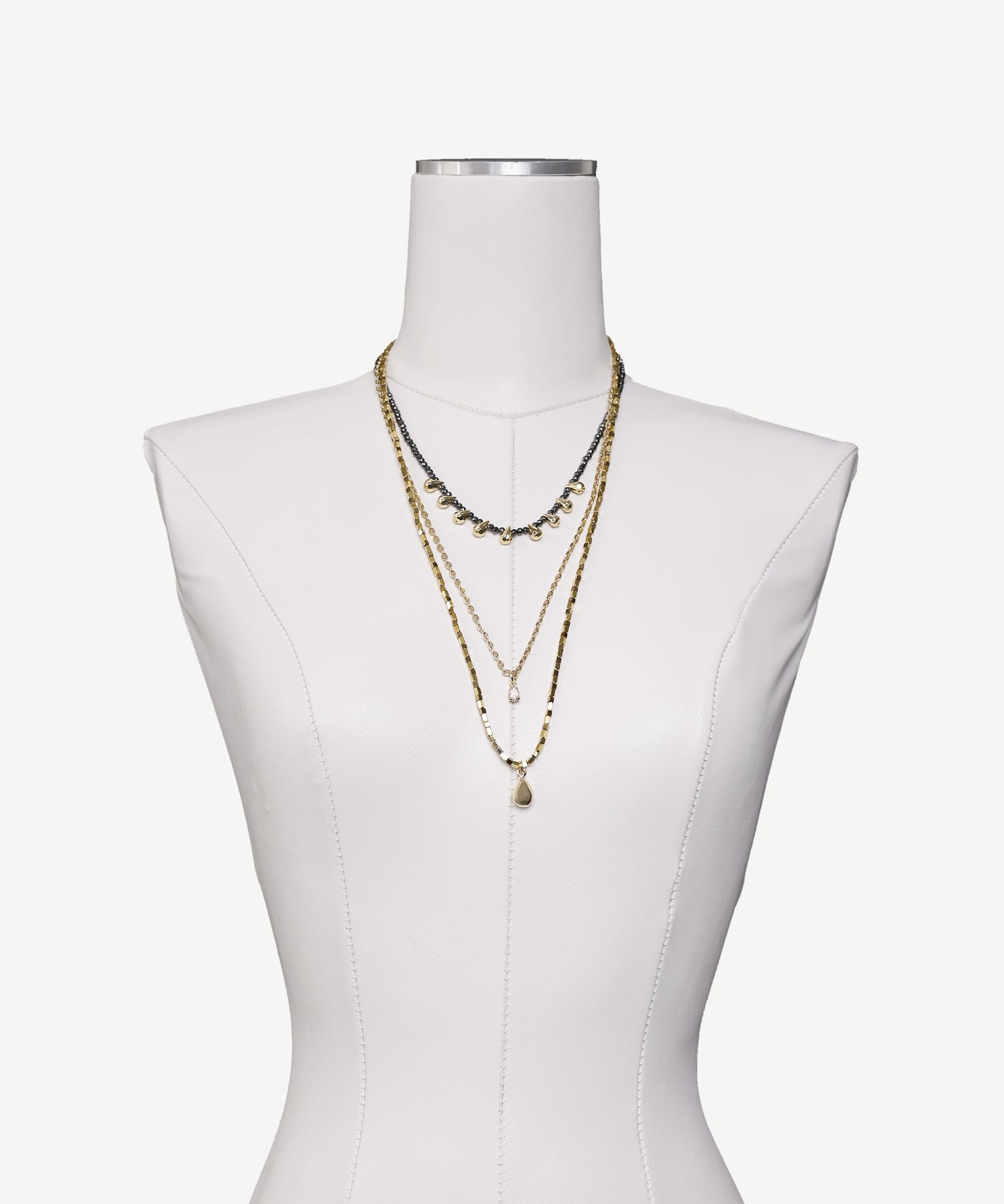 YARGICI Üç Sıralı Hematit İçerikli Kolye