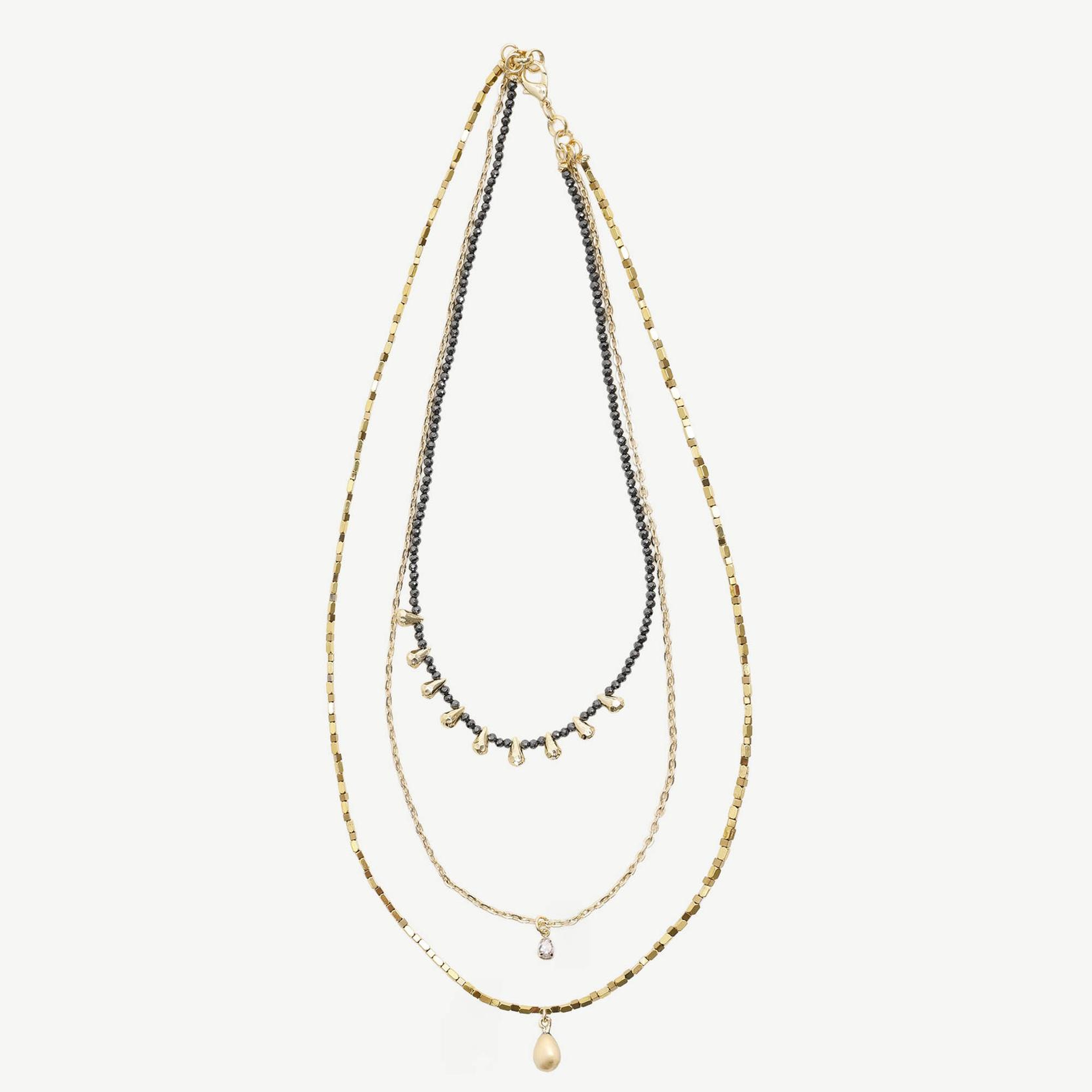 YARGICI Üç Sıralı Hematit İçerikli Kolye