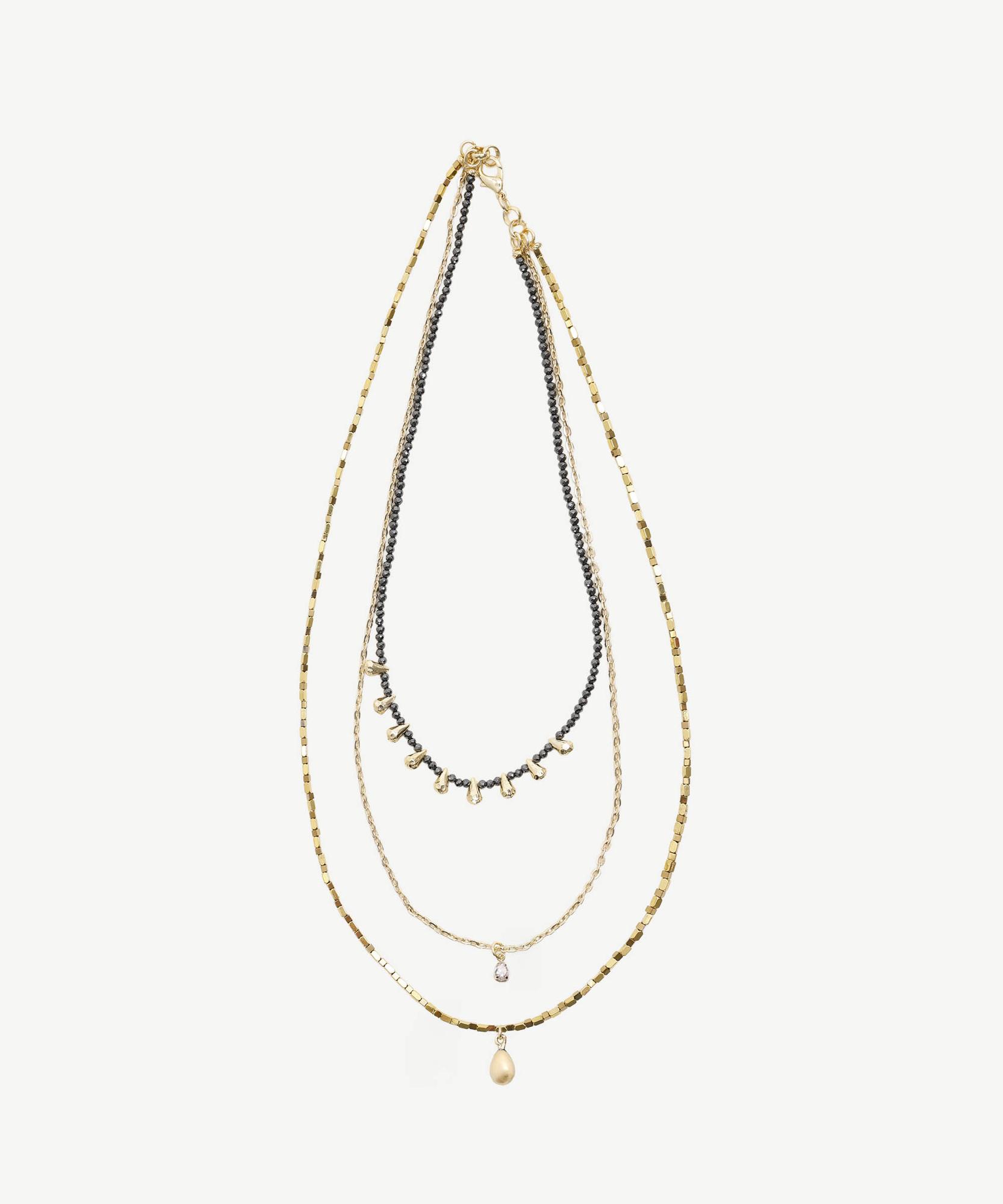 YARGICI Üç Sıralı Hematit İçerikli Kolye