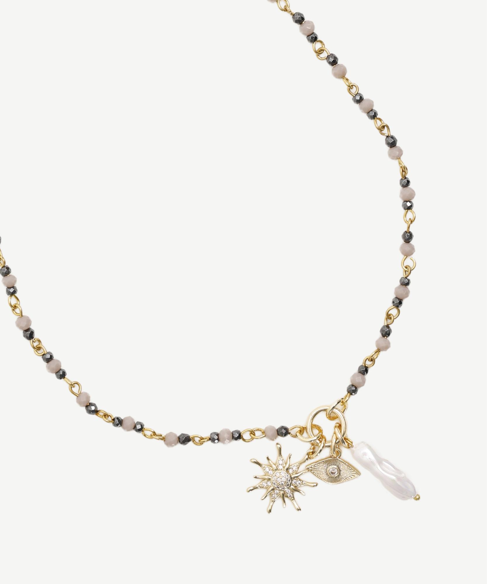 YARGICI Cam Taş Ve Hematit İçerikli Kolye