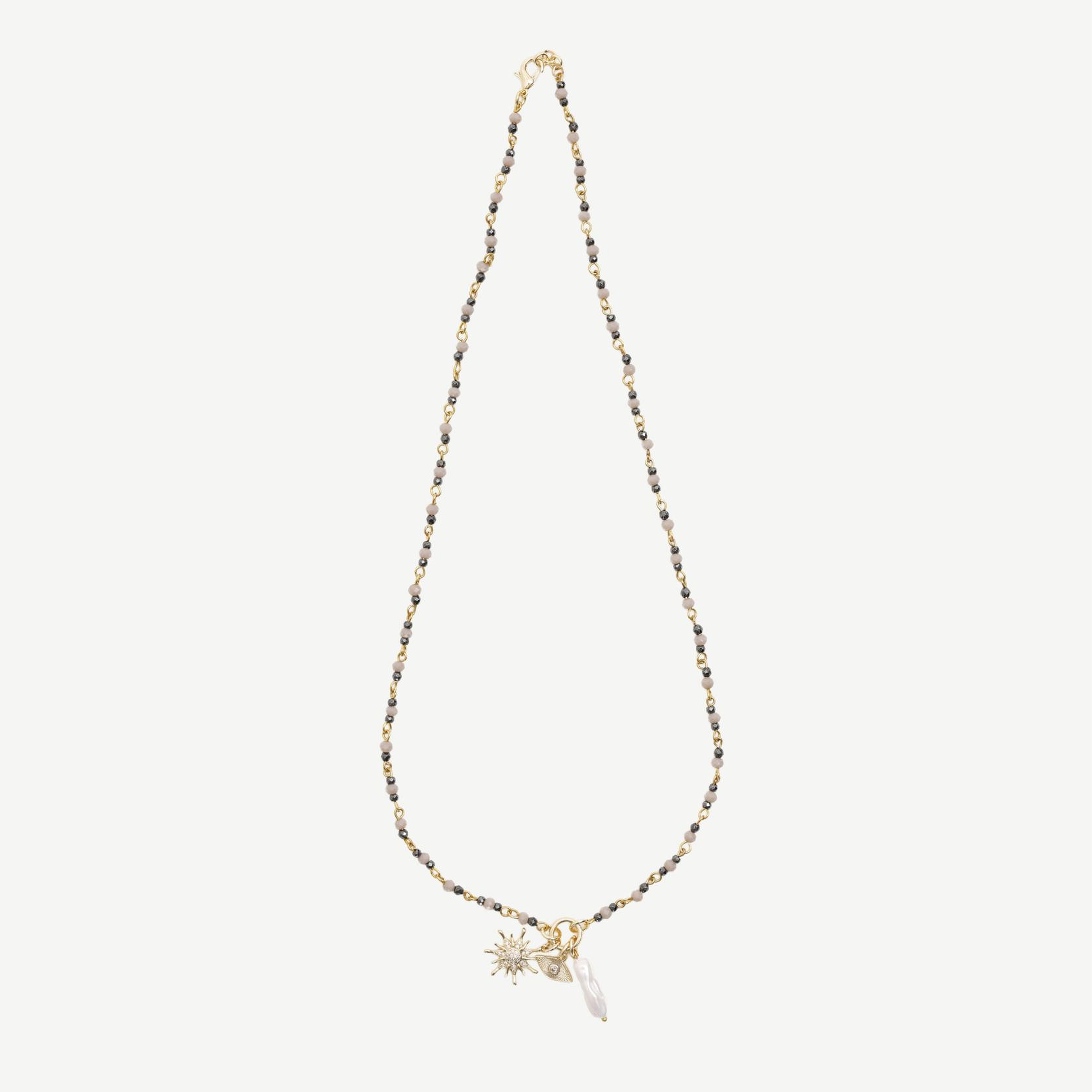 YARGICI Cam Taş Ve Hematit İçerikli Kolye