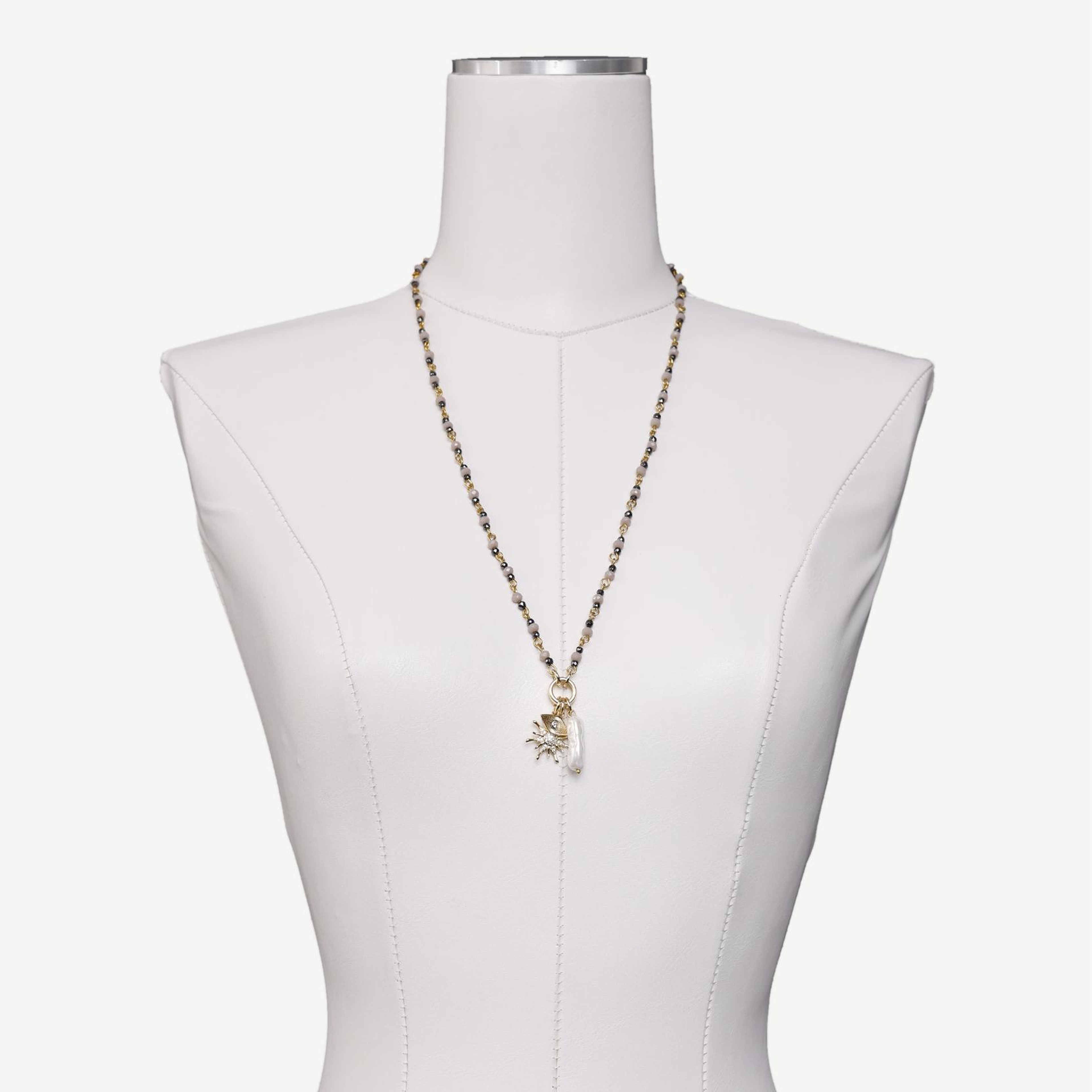 YARGICI Cam Taş Ve Hematit İçerikli Kolye