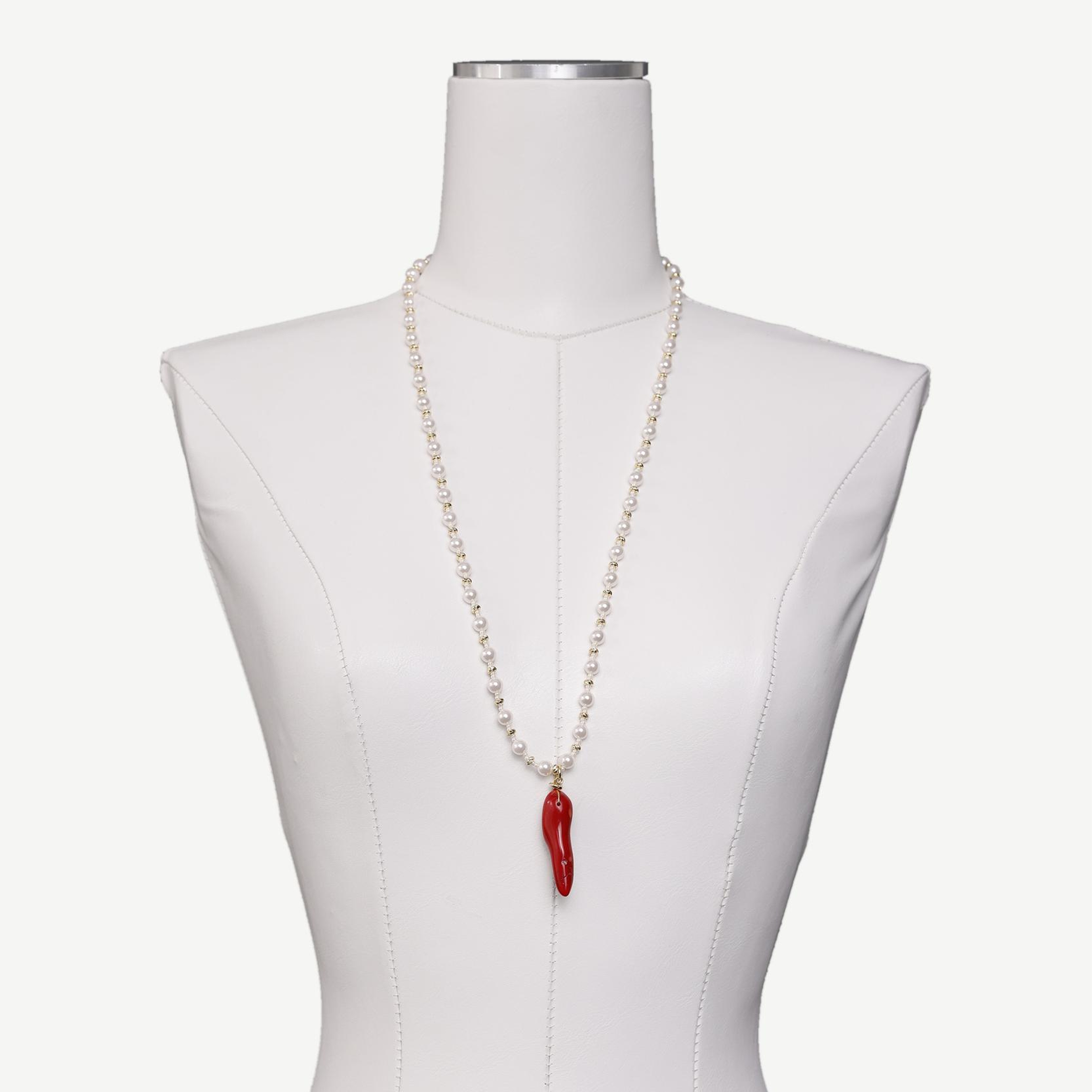 YARGICI Mercan Taş Detaylı İnci Kolye