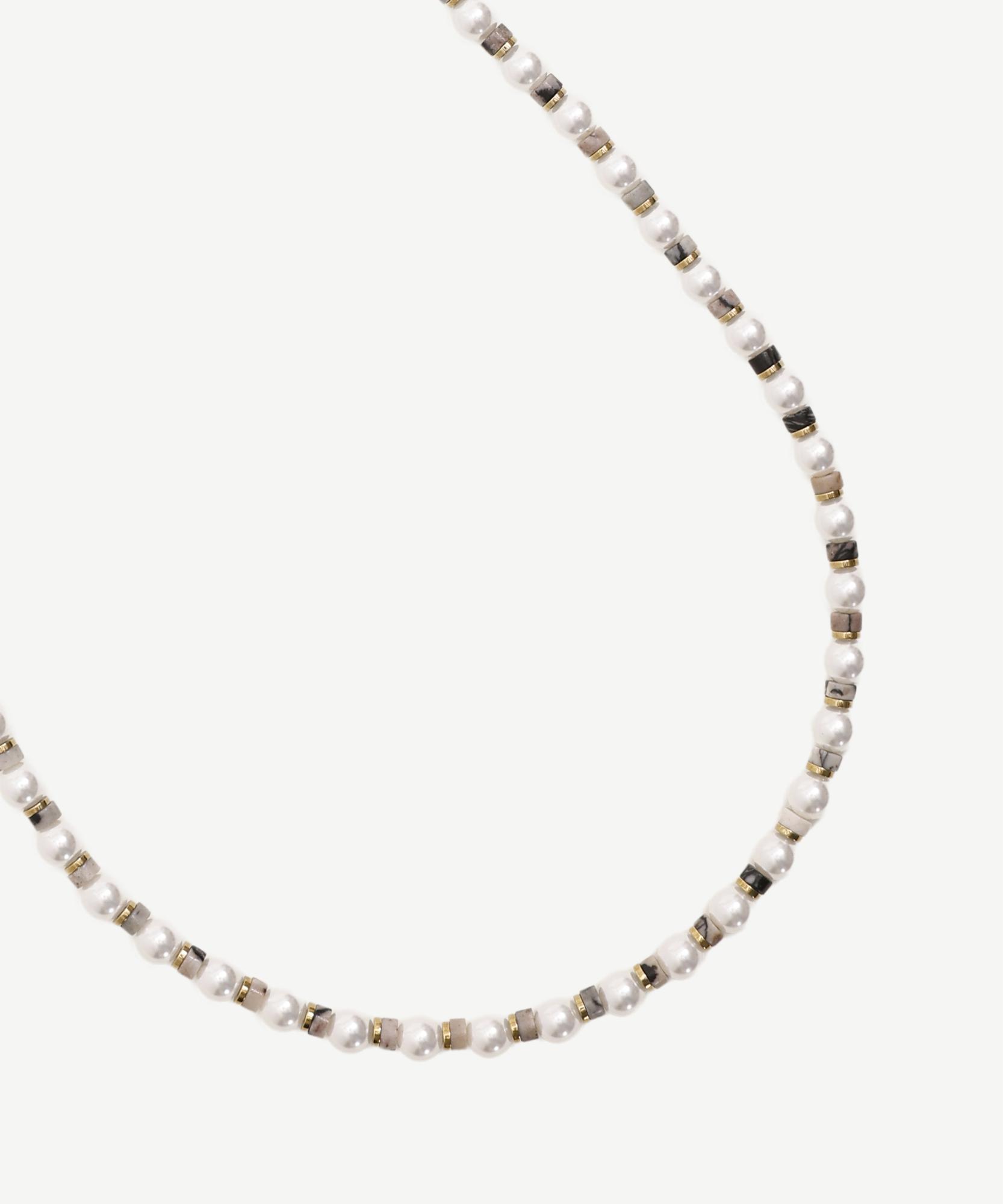 YARGICI Doğal Taş Ve İnci Sıralı Kolye