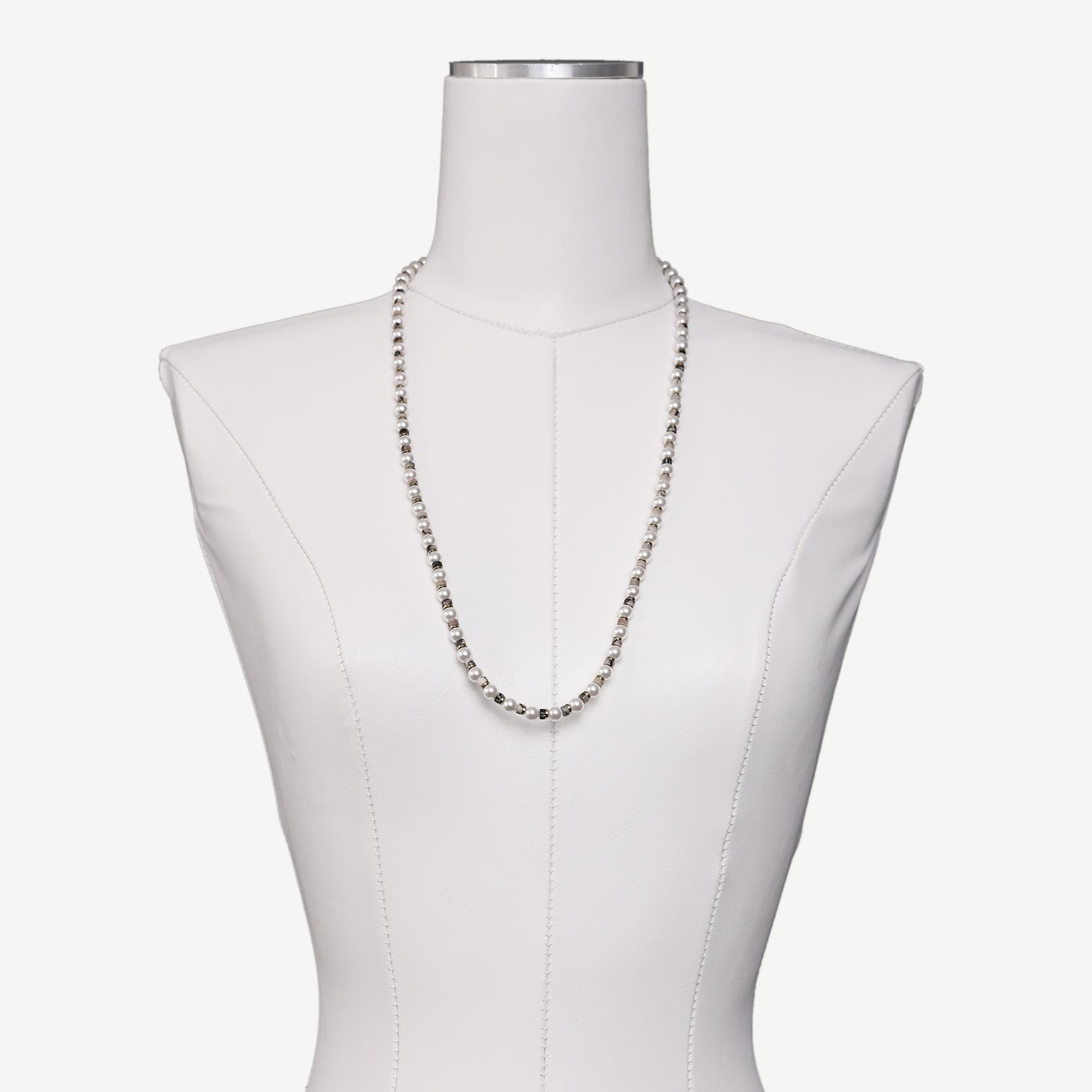 YARGICI Doğal Taş Ve İnci Sıralı Kolye