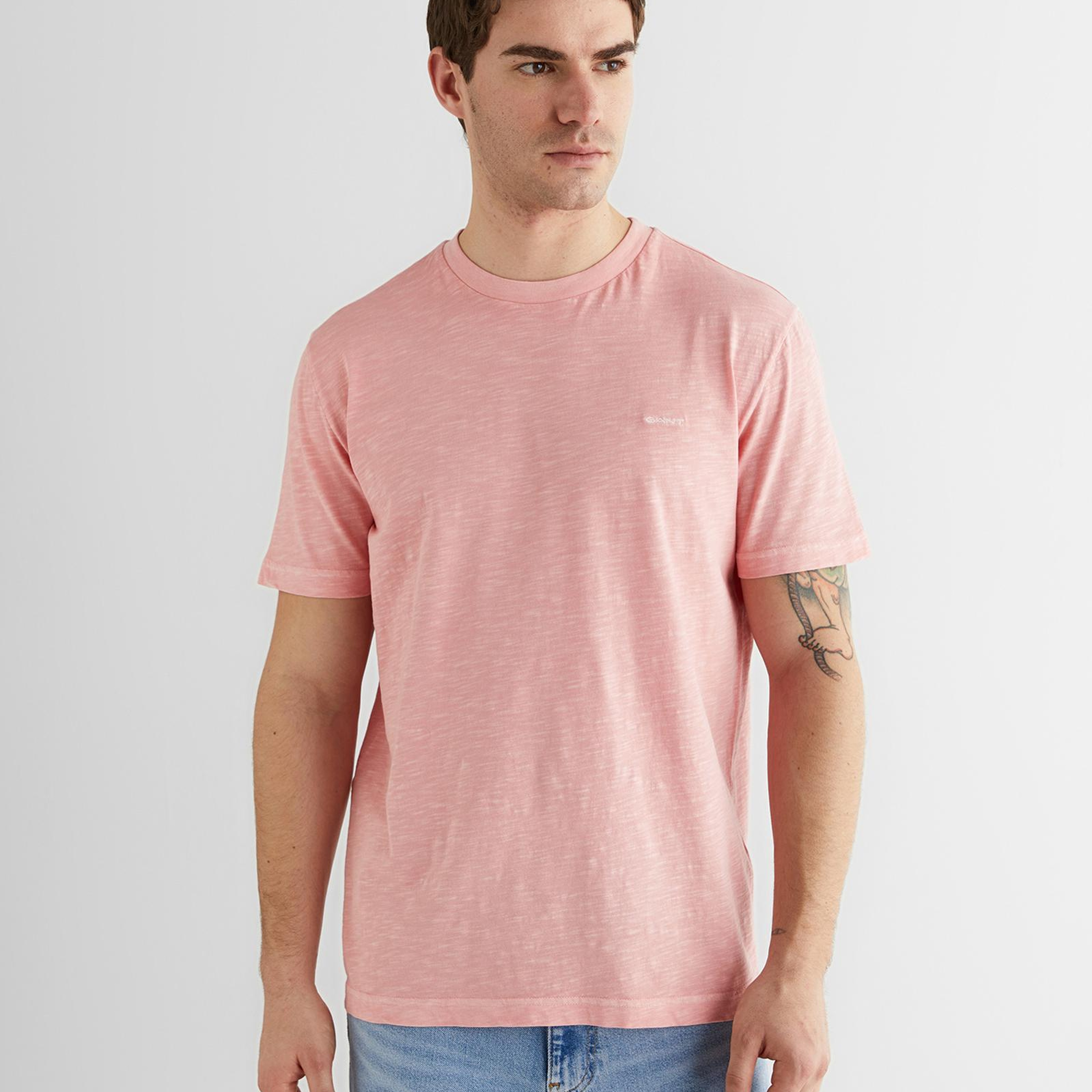 GANT Erkek Pembe Bisiklet Yaka Regular Fit T-Shirt
