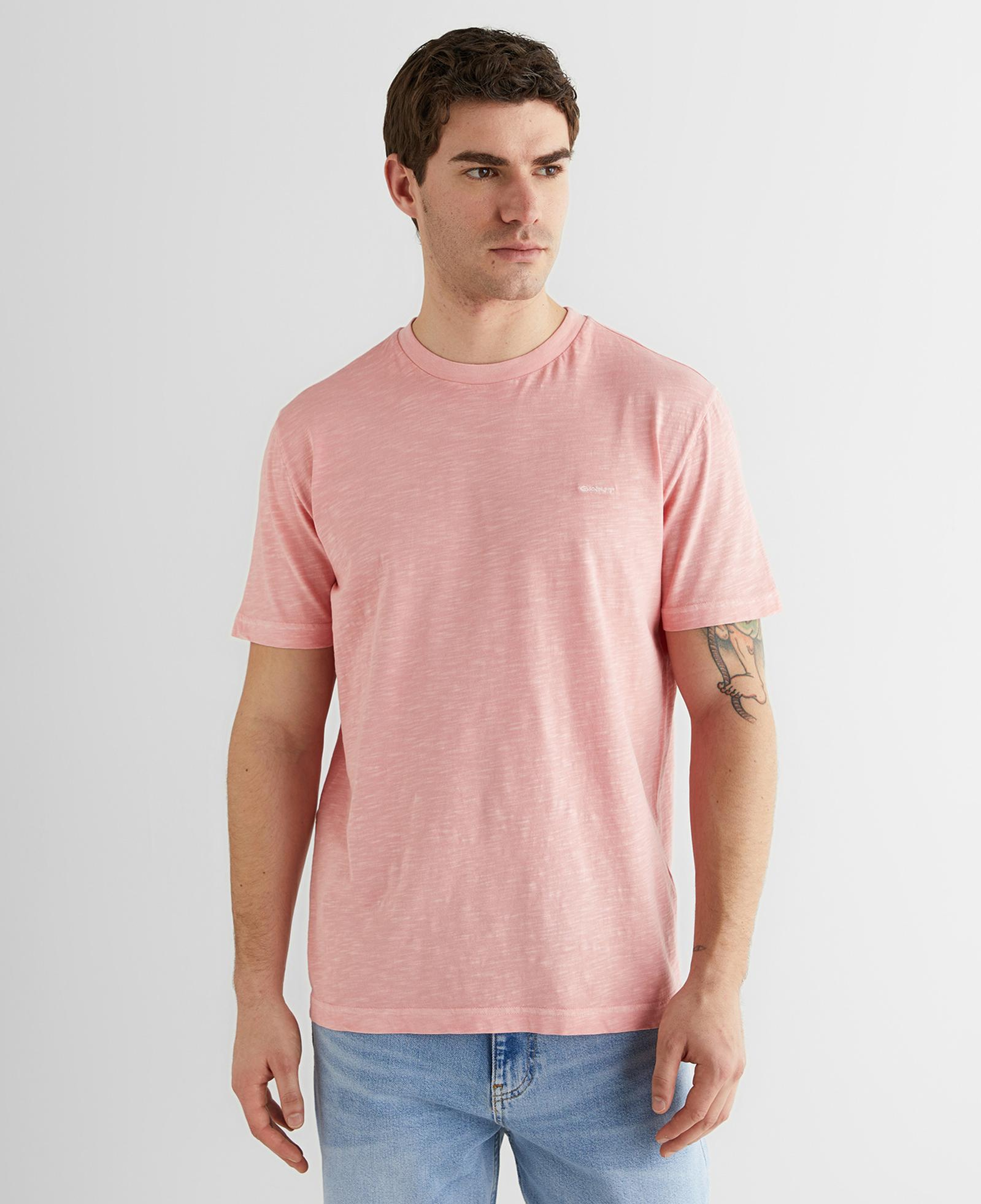 GANT Erkek Pembe Bisiklet Yaka Regular Fit T-Shirt