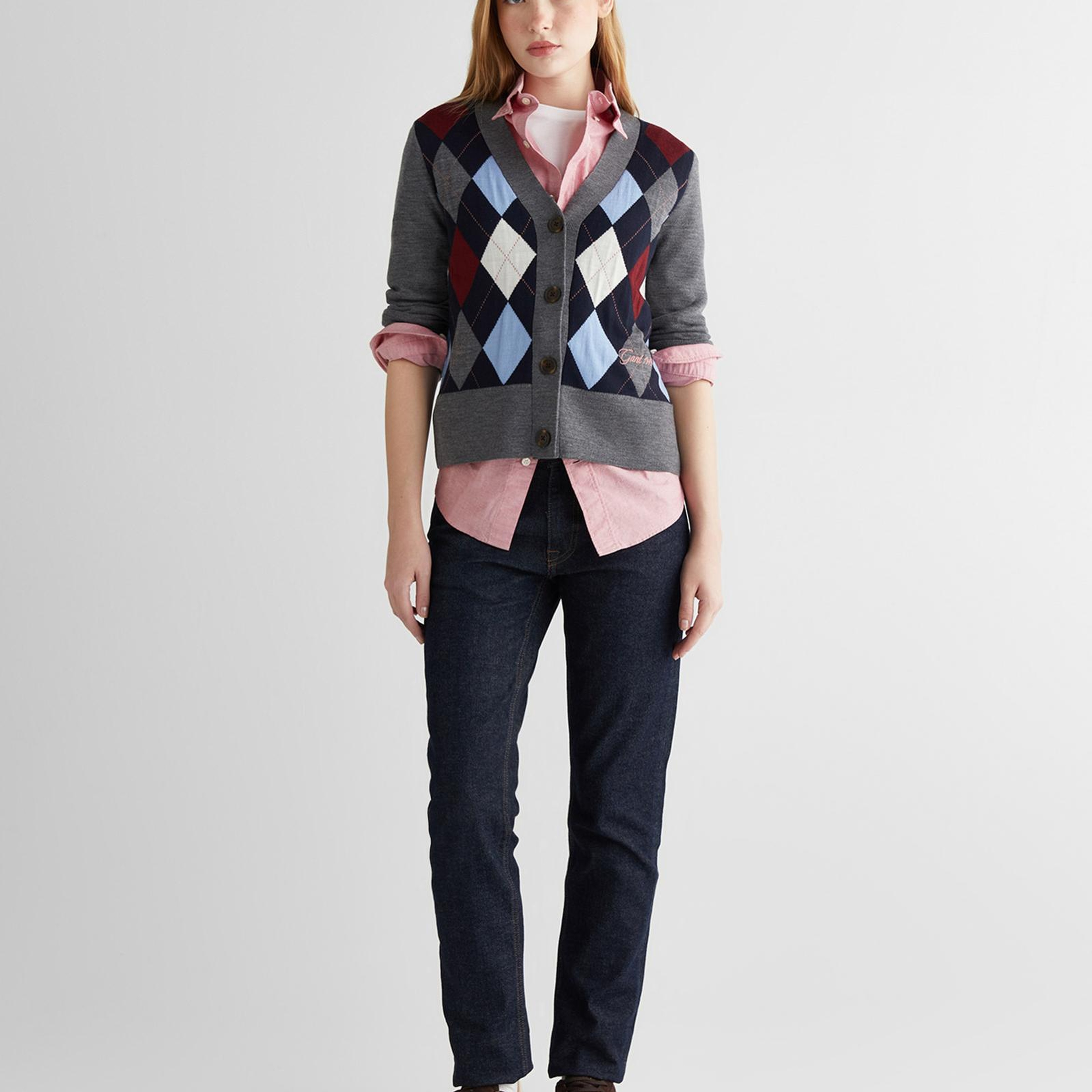 GANT Kadın Gri Regular Fit V Yaka Triko