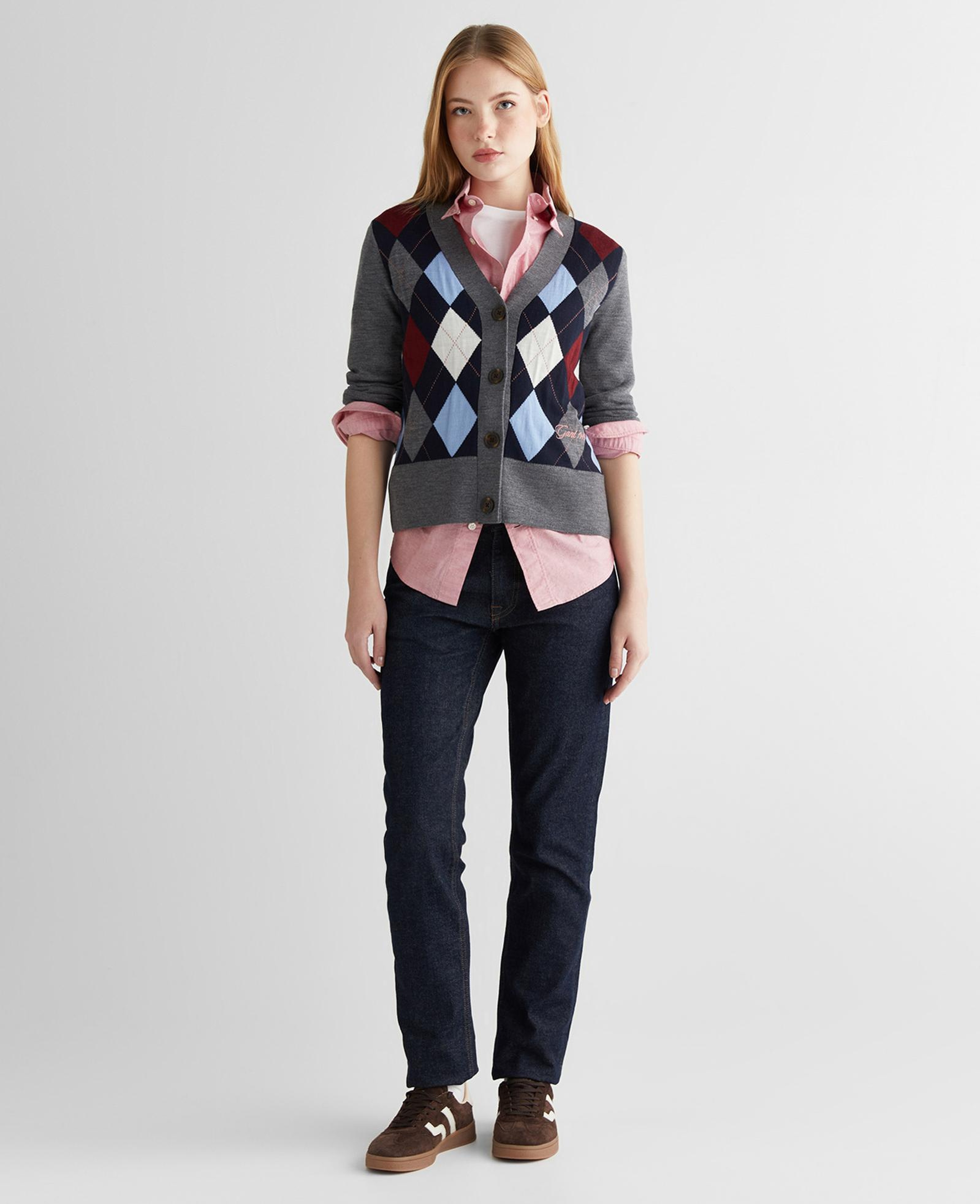 GANT Kadın Gri Regular Fit V Yaka Triko