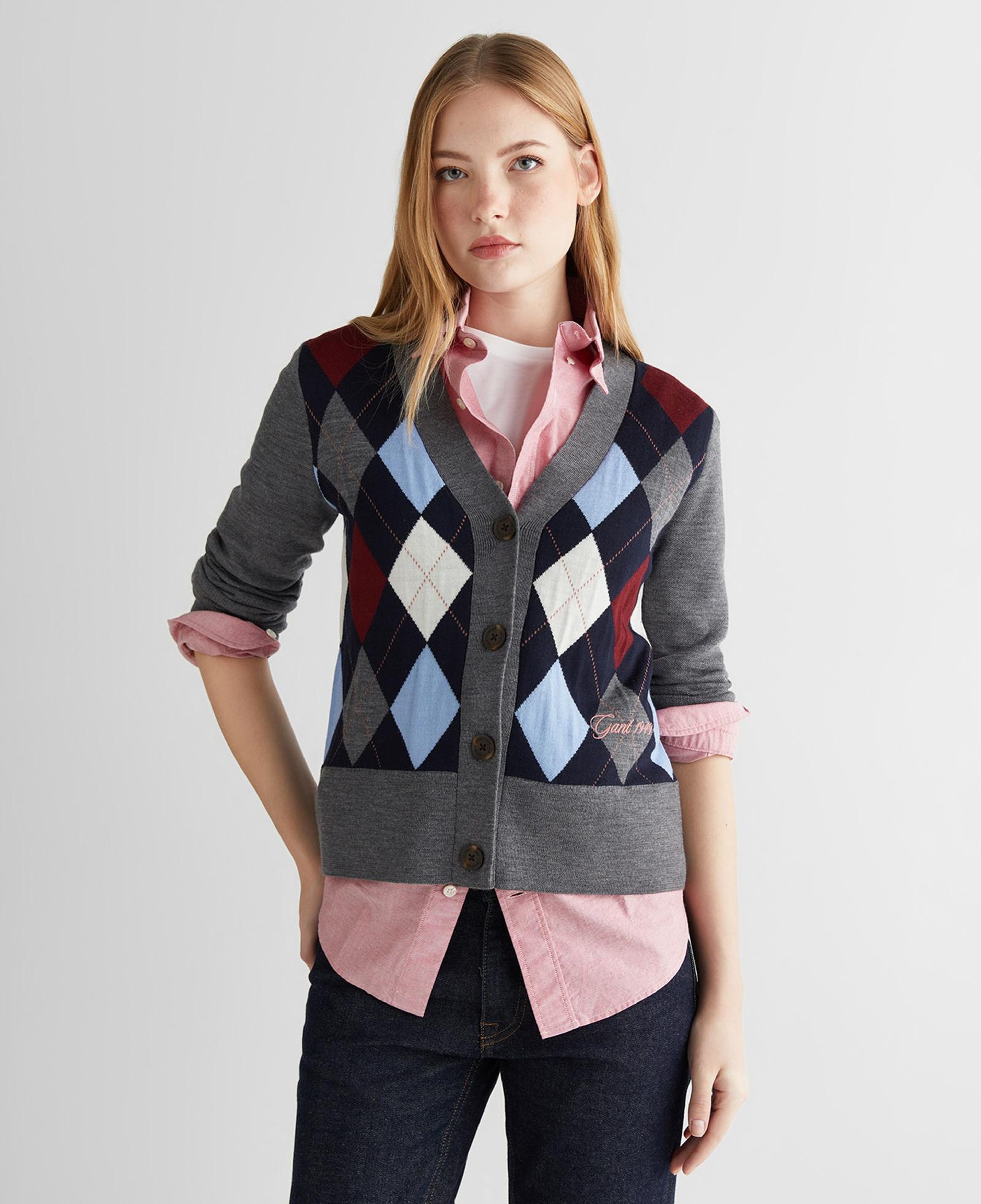 GANT Kadın Gri Regular Fit V Yaka Triko