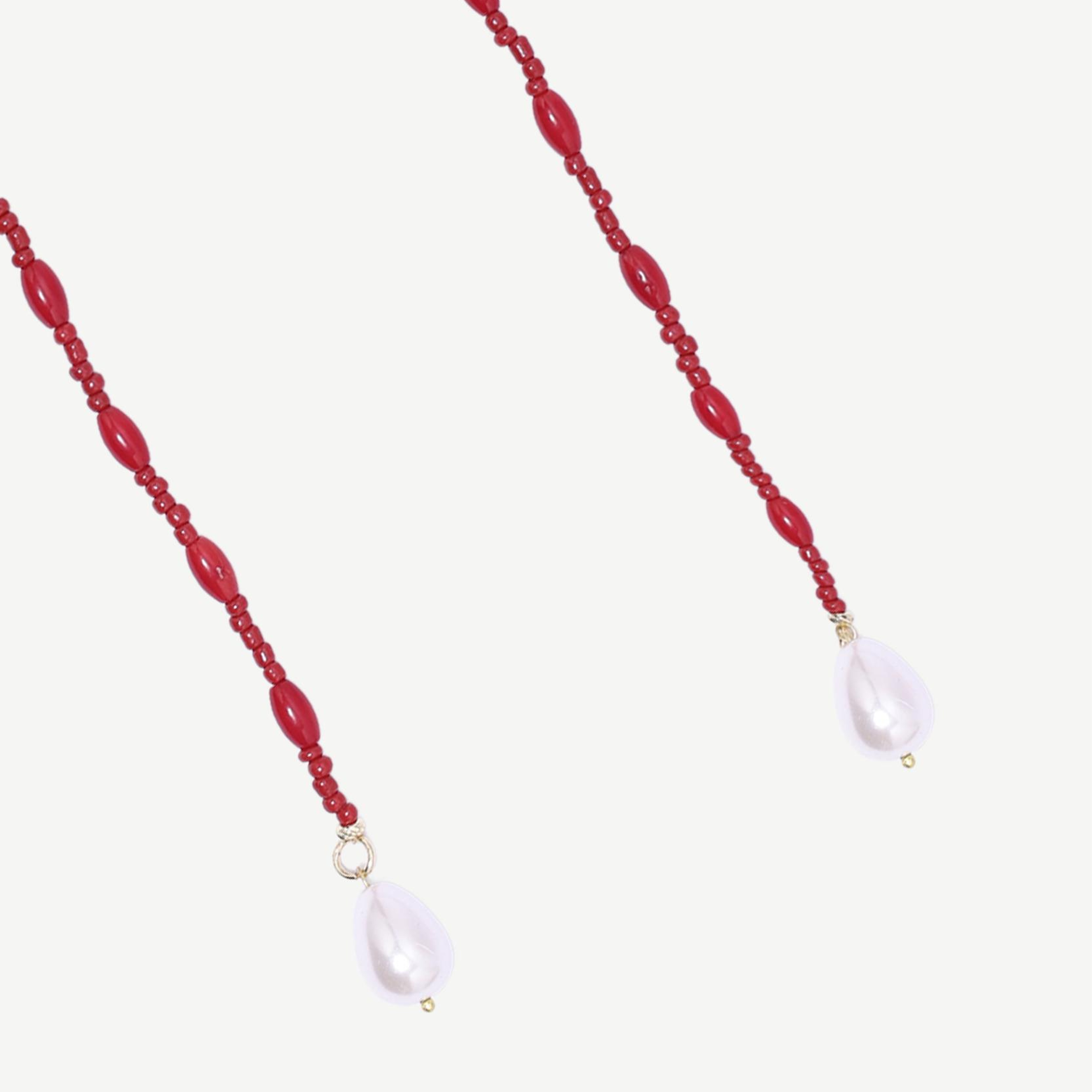 YARGICI Mayorka İnci Detaylı Uzun Mercan Kolye