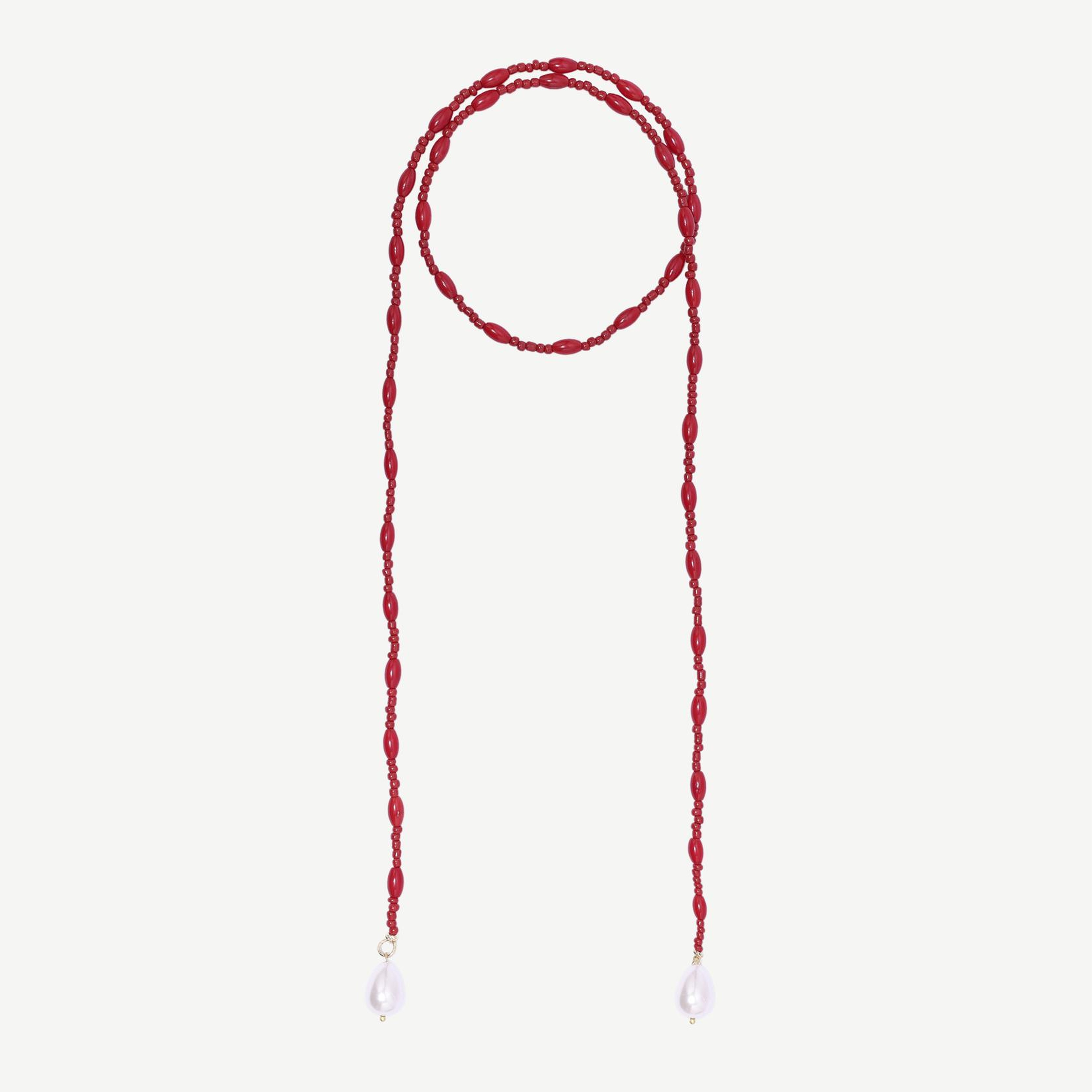 YARGICI Mayorka İnci Detaylı Uzun Mercan Kolye