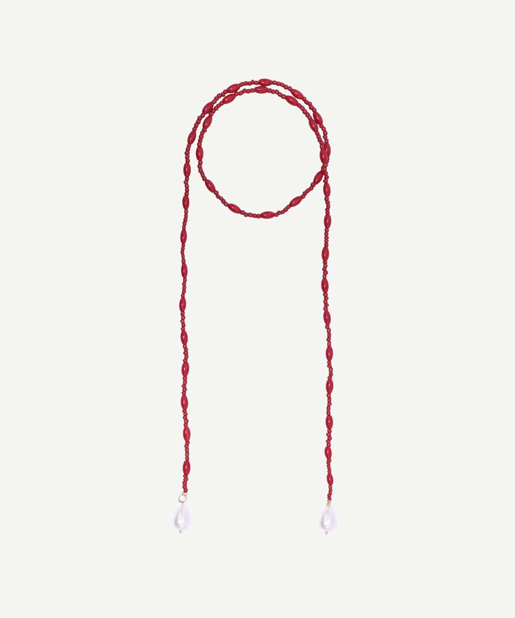 YARGICI Mayorka İnci Detaylı Uzun Mercan Kolye