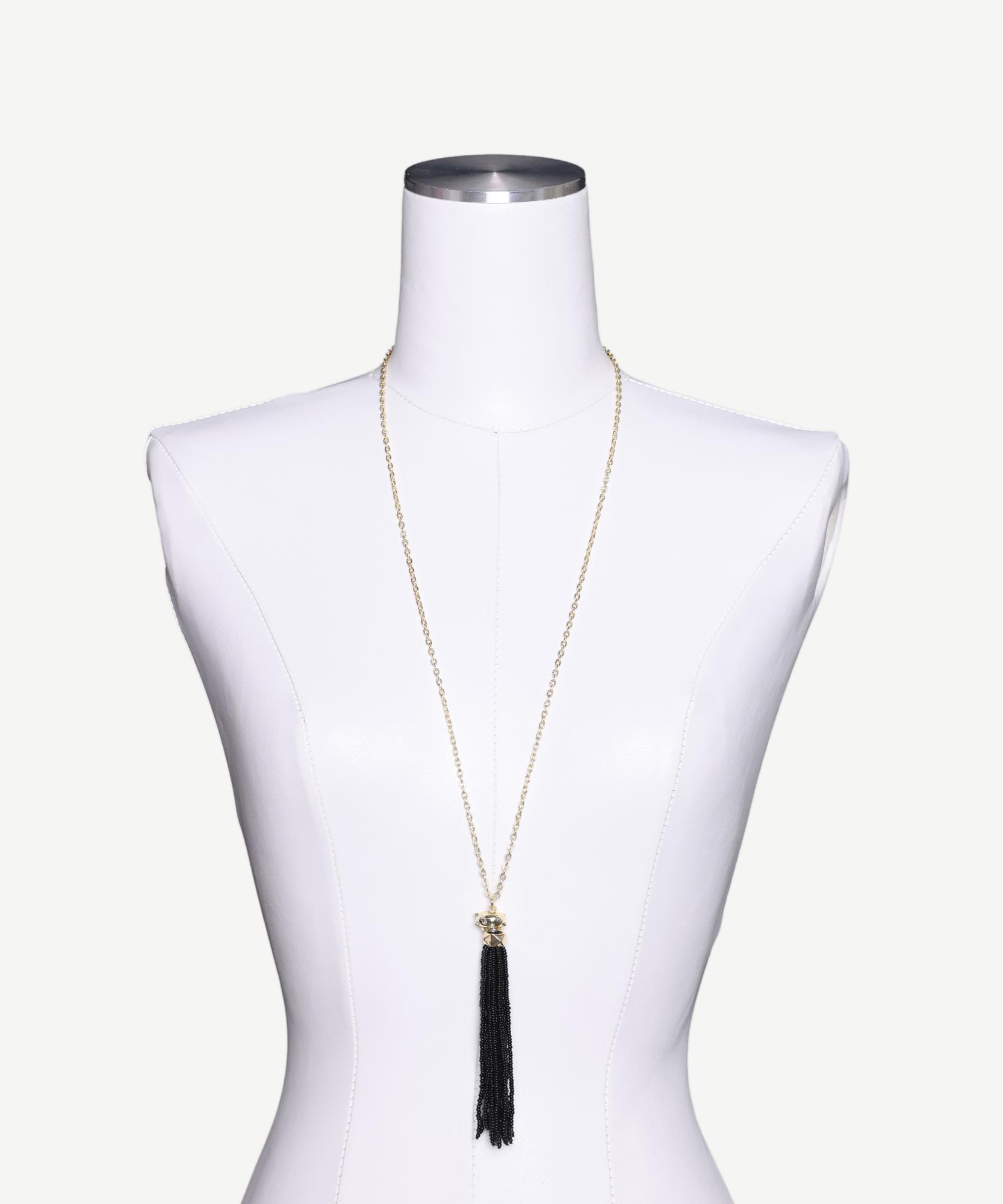 YARGICI Püskül Detaylı Uzun Zincir Kolye