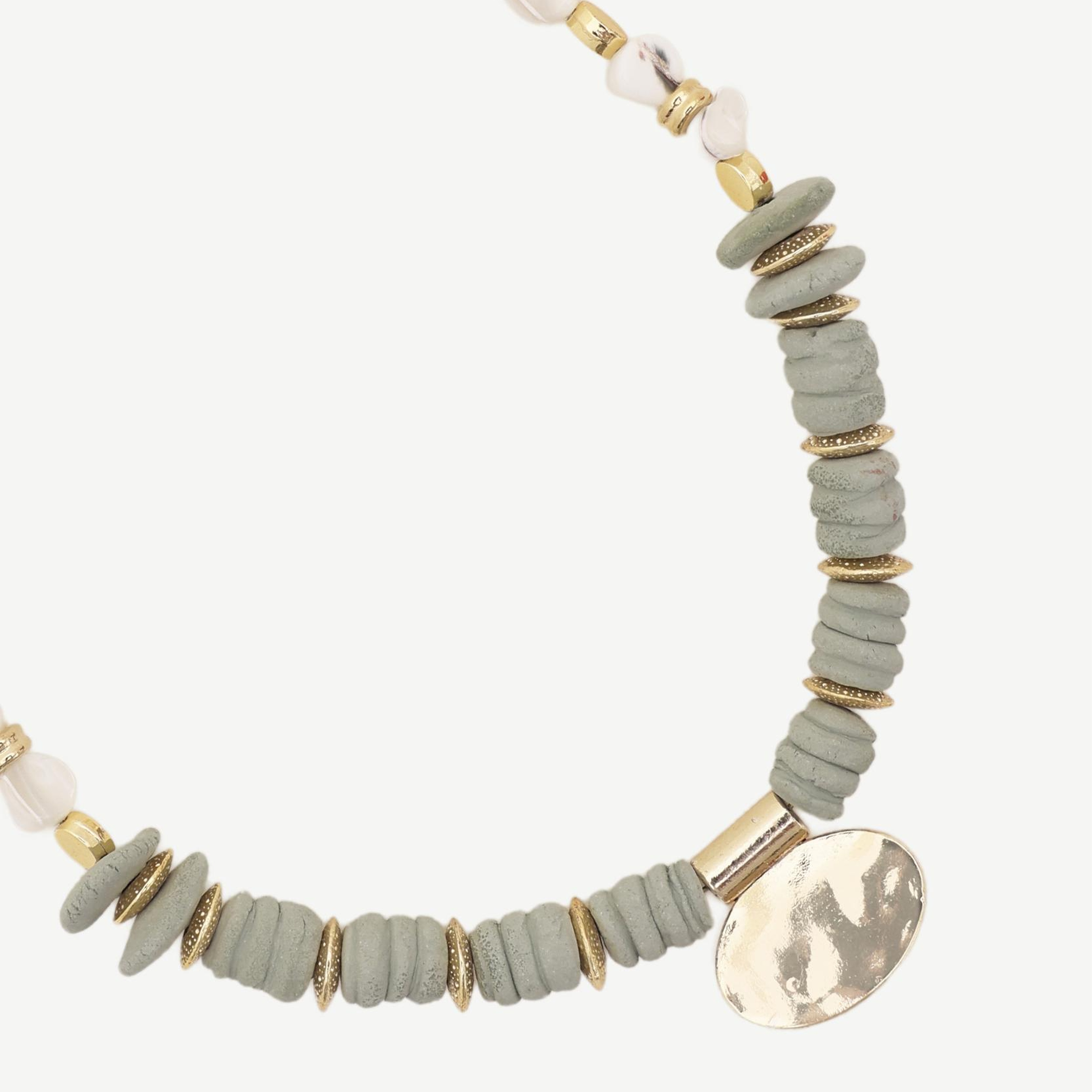 YARGICI Doğal Taş Ve Seramik Detaylı Kolye