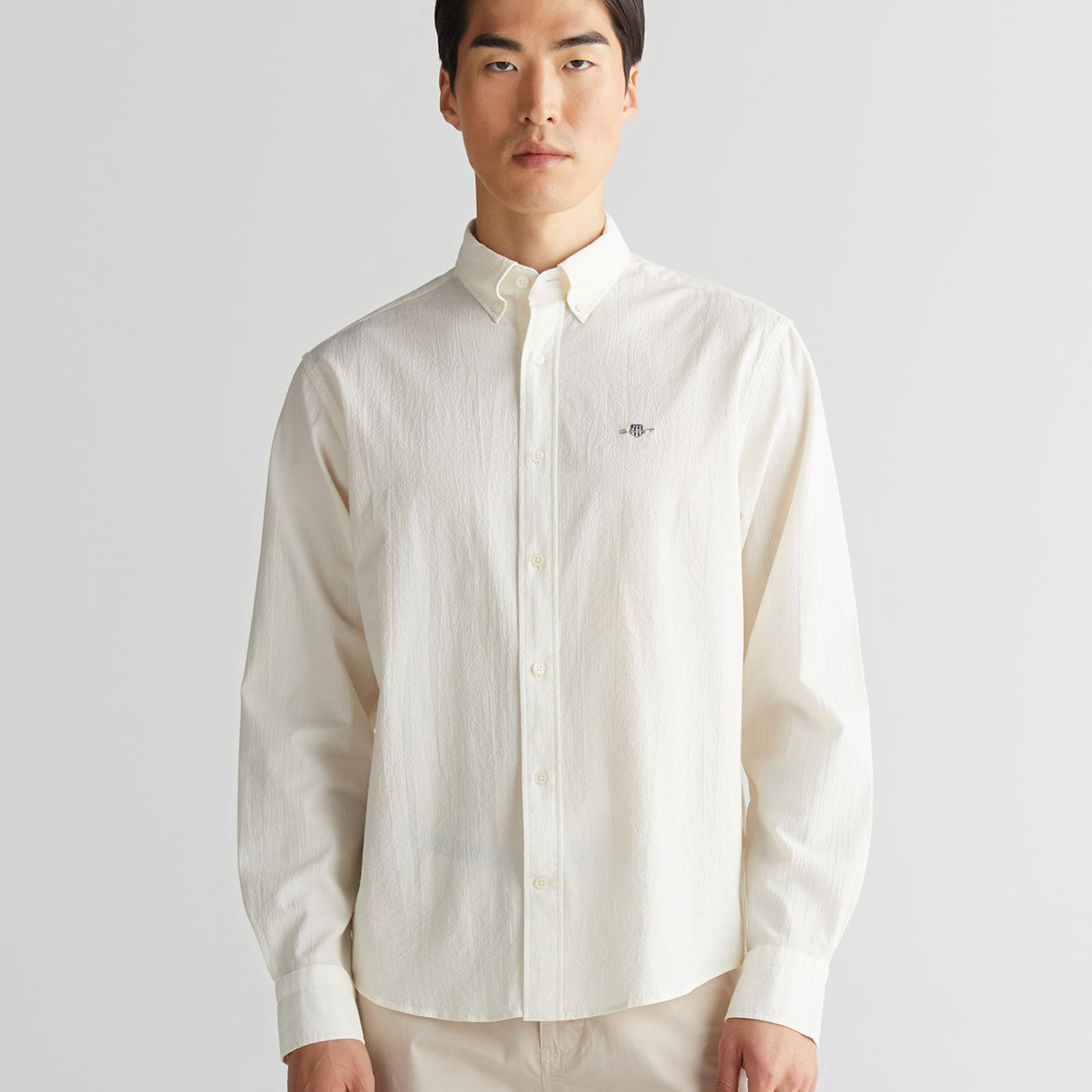 GANT Erkek Krem Regular Fit Düğmeli Yaka Gömlek