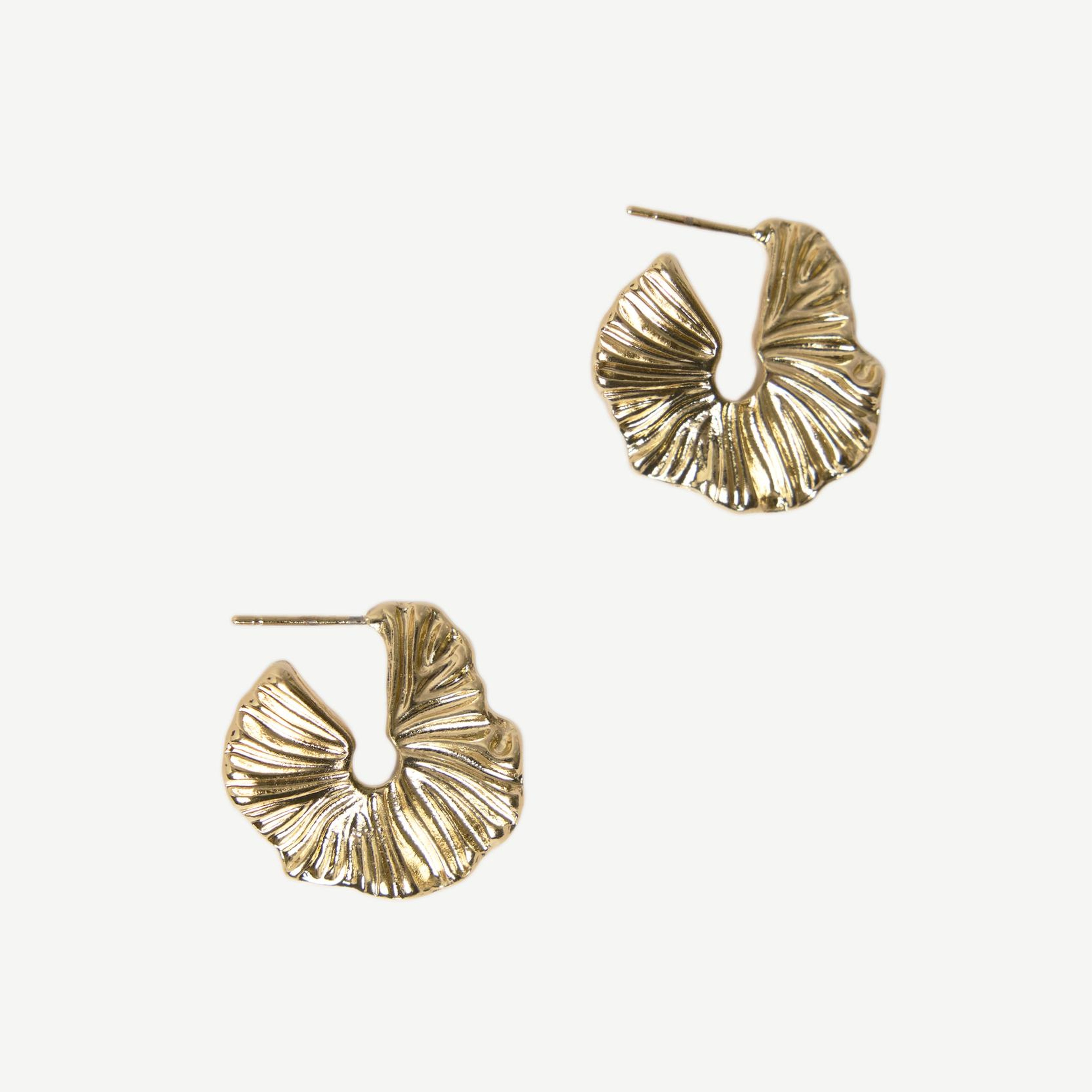 YARGICI Kabartma Dokulu Gold Küpe