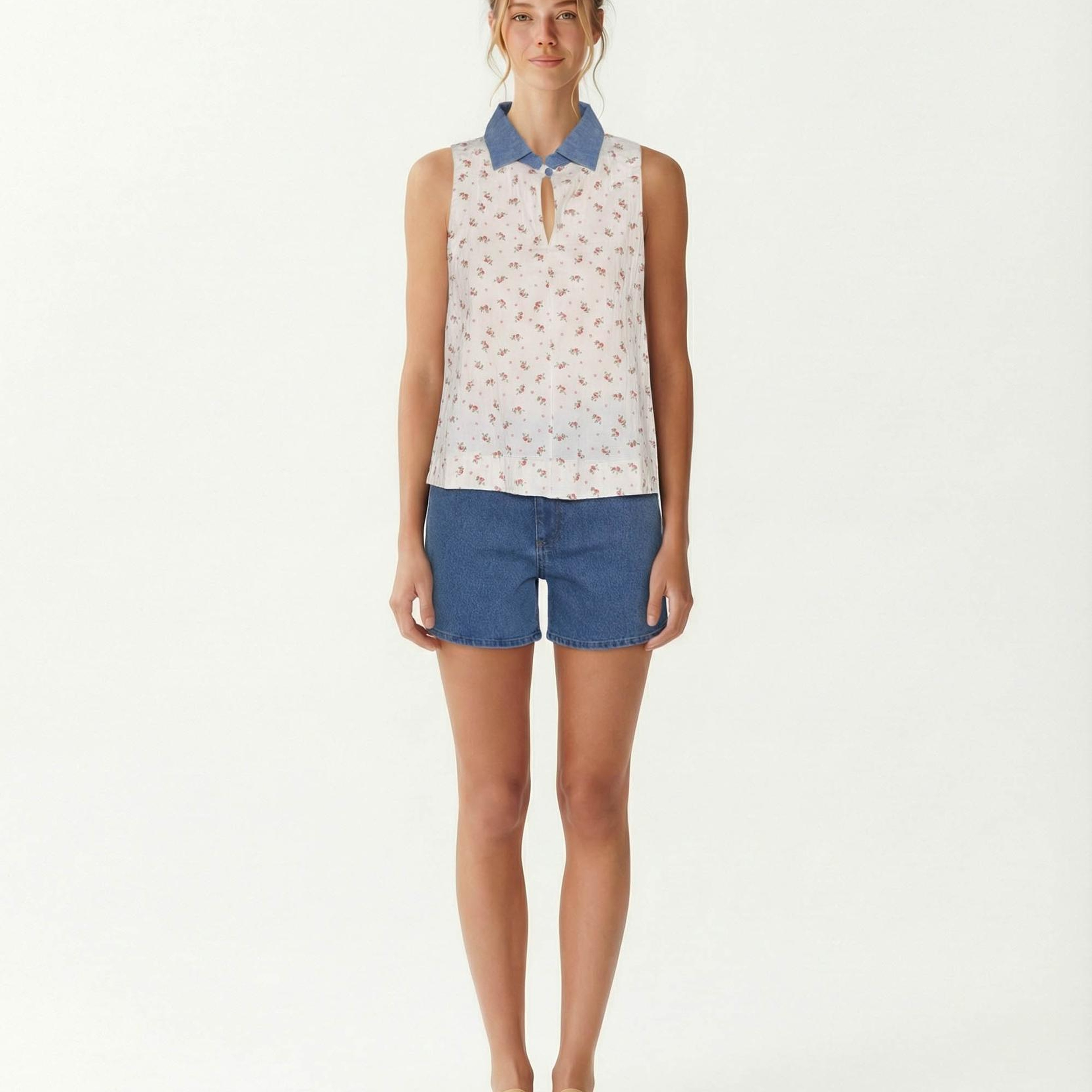 YARGICI Regular Gömlek Yaka Kolsuz Bluz