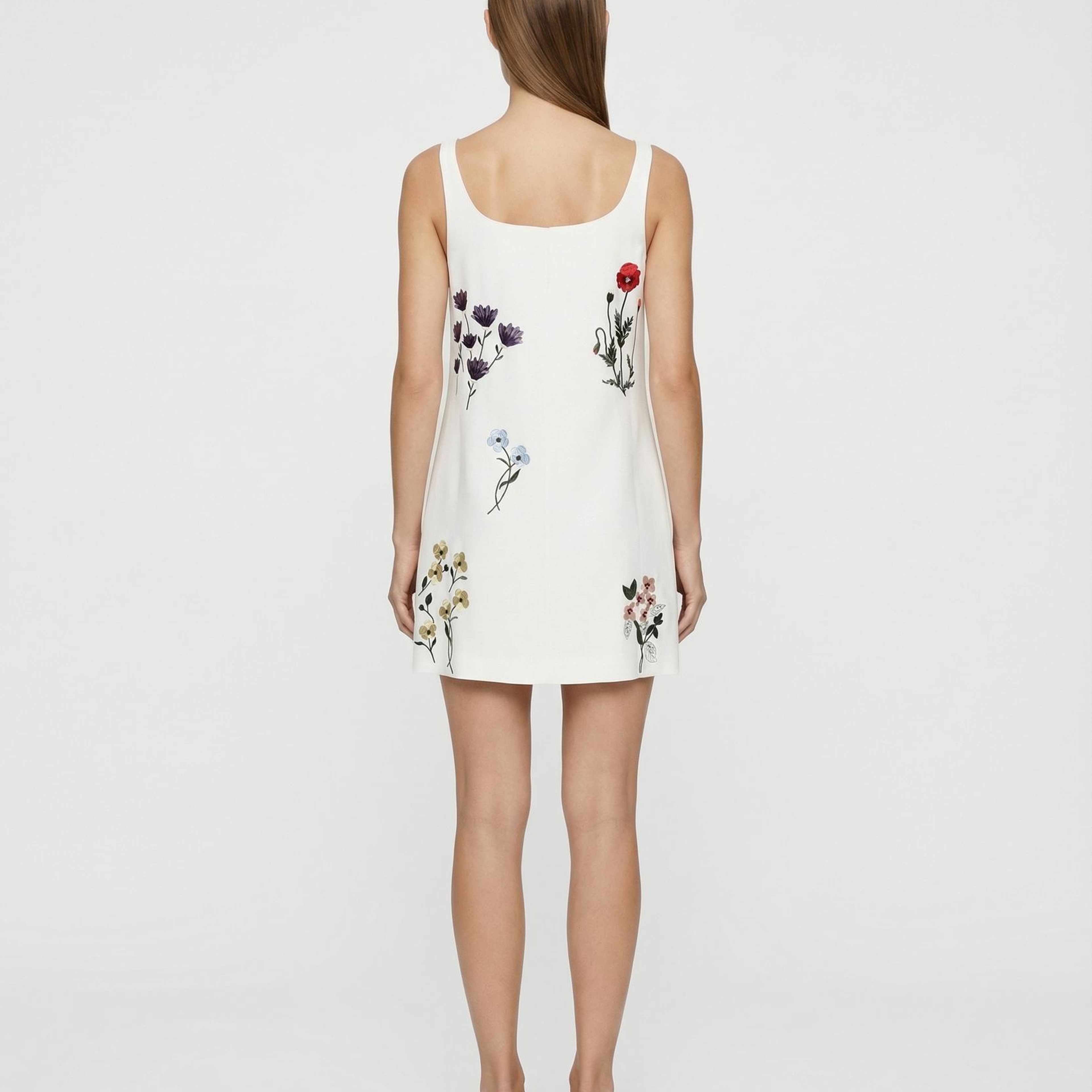 YARGICI A Form Kare Yaka Kolsuz Elbise