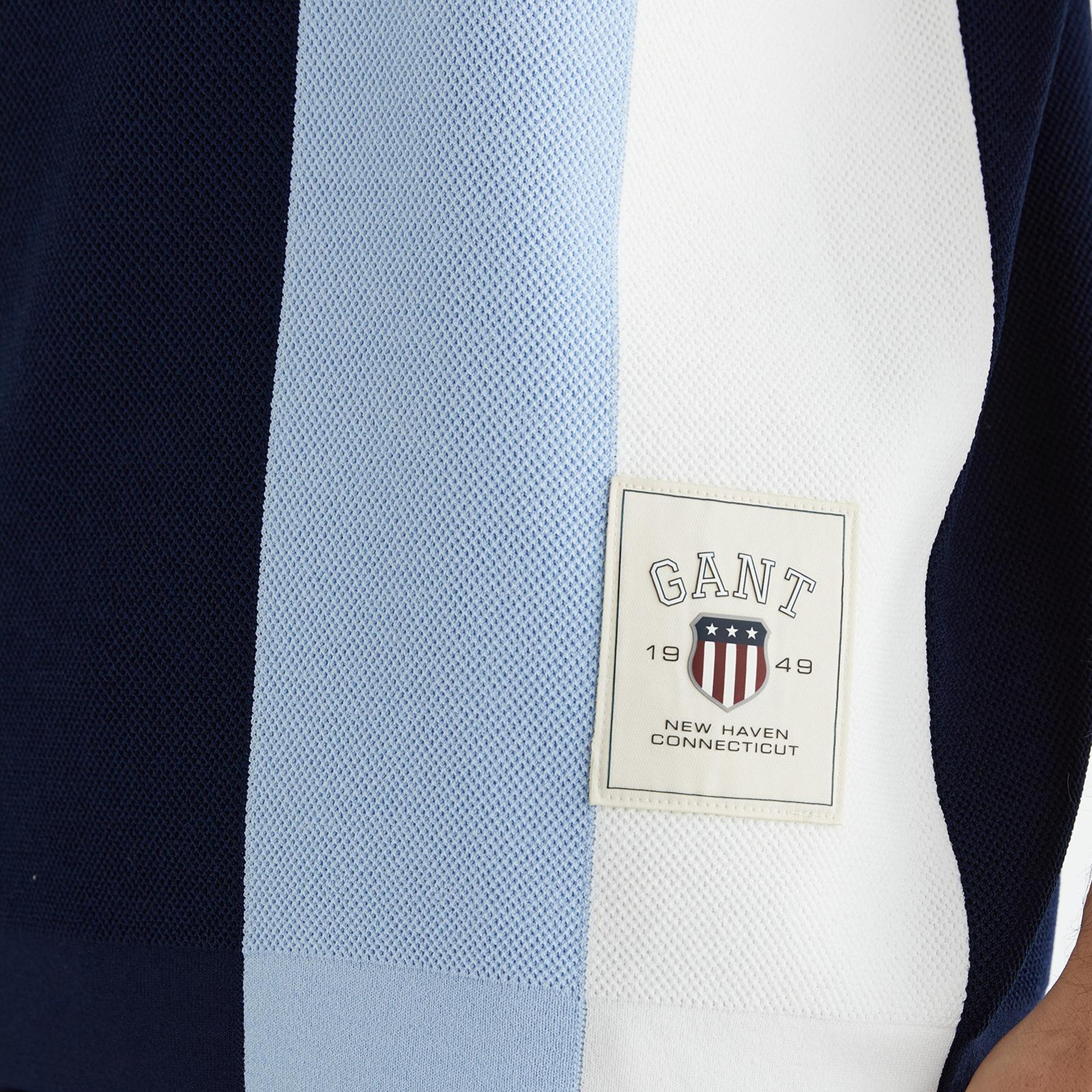 GANT Erkek Lacivert Regular Fit Renk Bloklu Triko