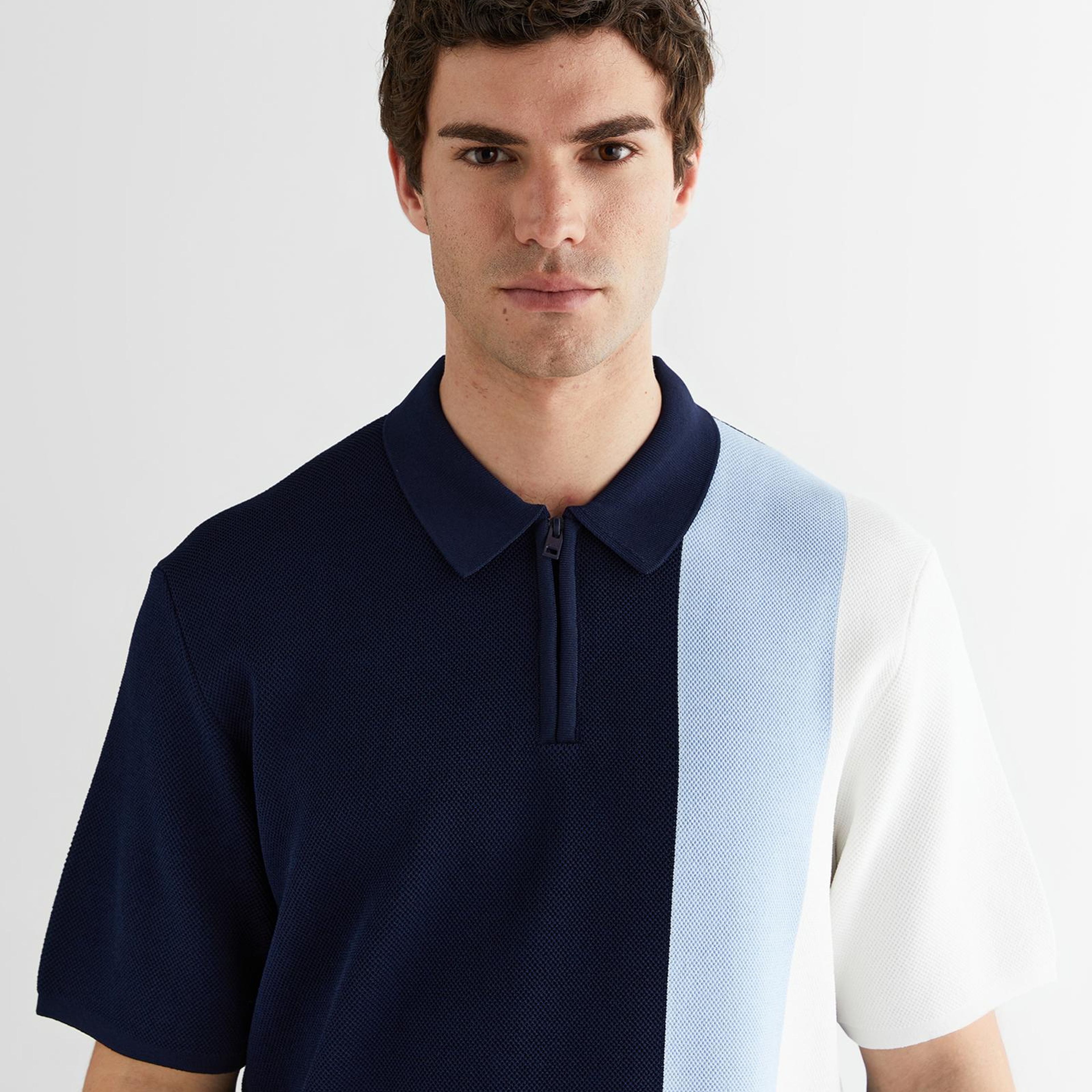 GANT Erkek Lacivert Regular Fit Renk Bloklu Triko