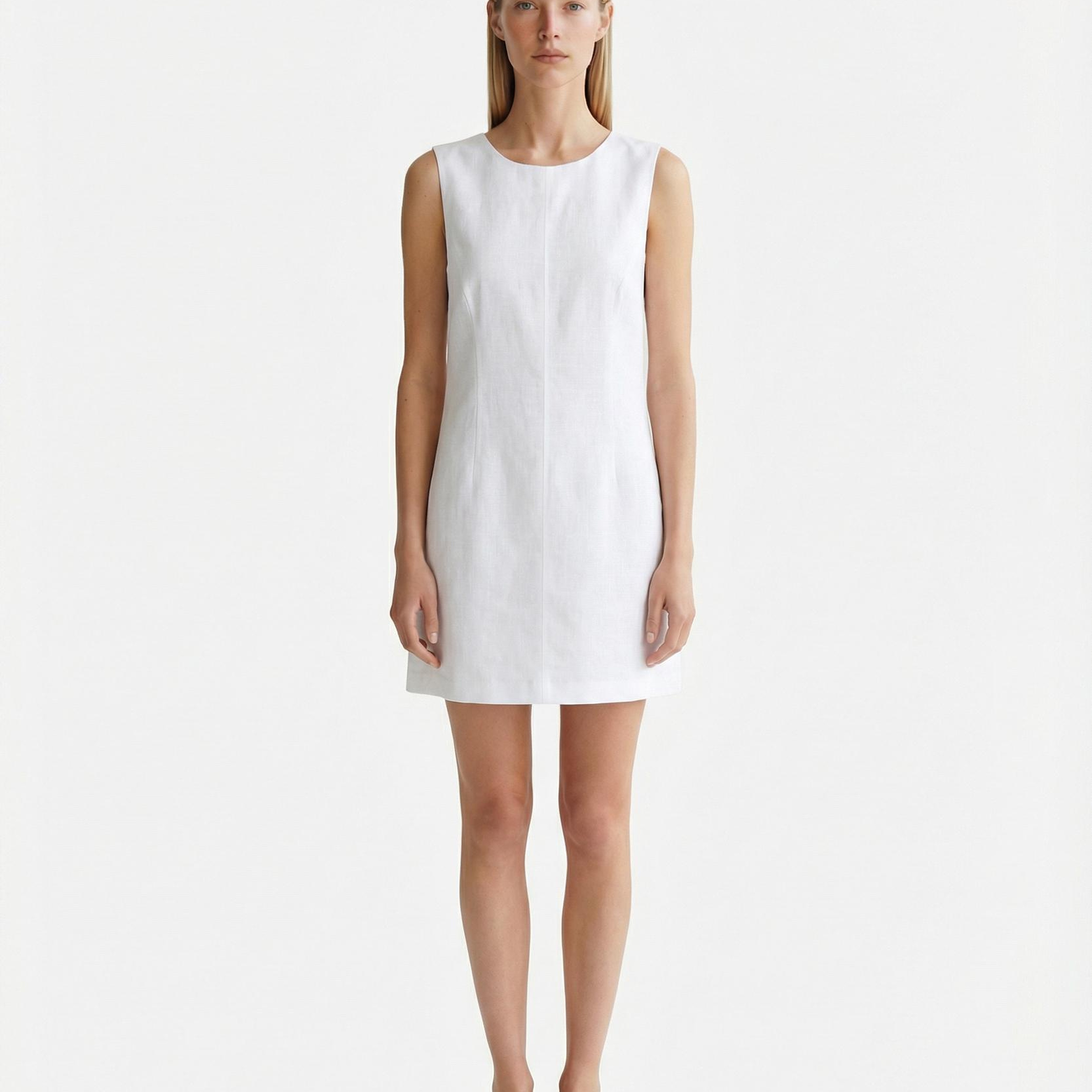 YARGICI A Form Kayık Yaka Kolsuz Elbise