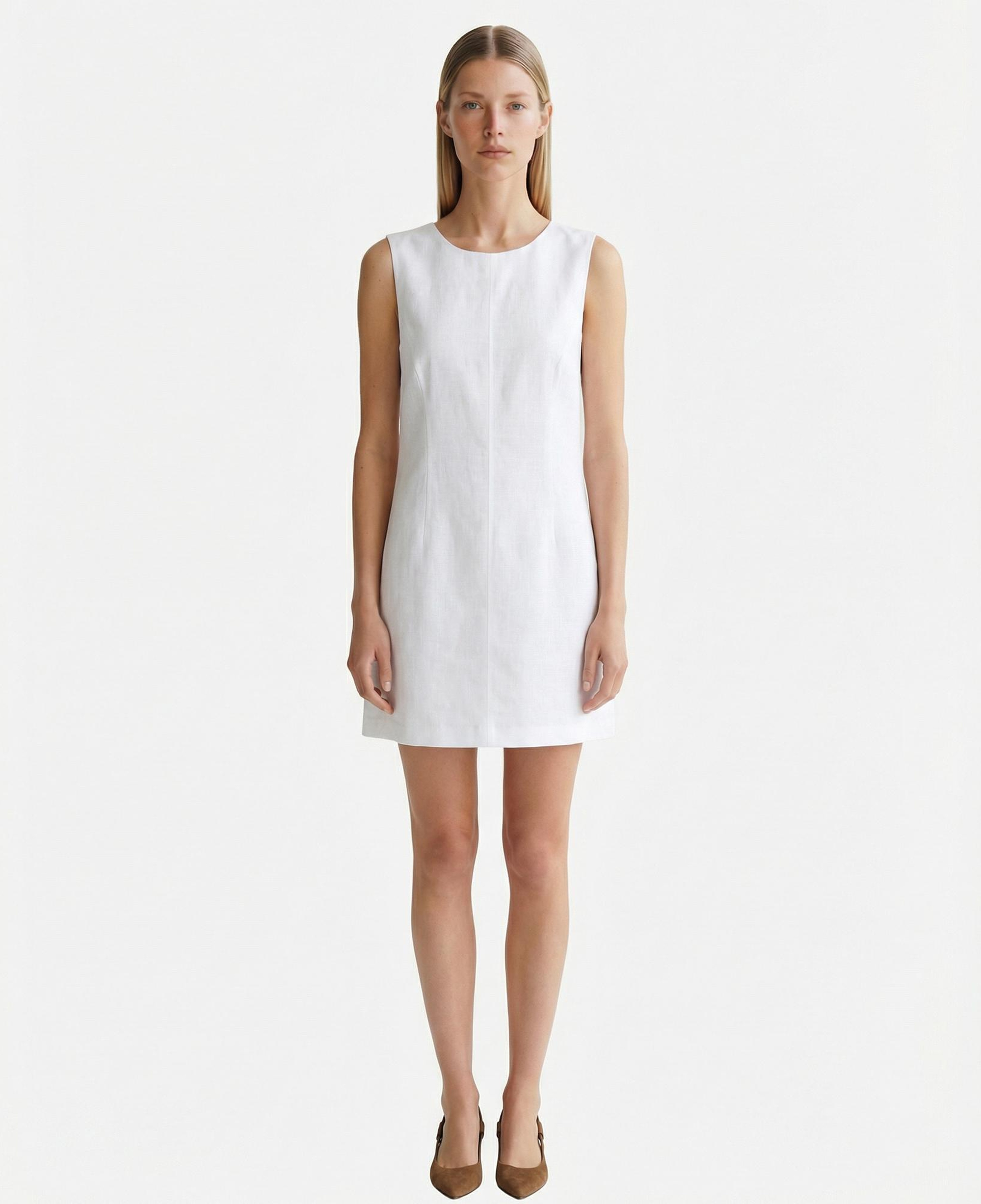 YARGICI A Form Kayık Yaka Kolsuz Elbise