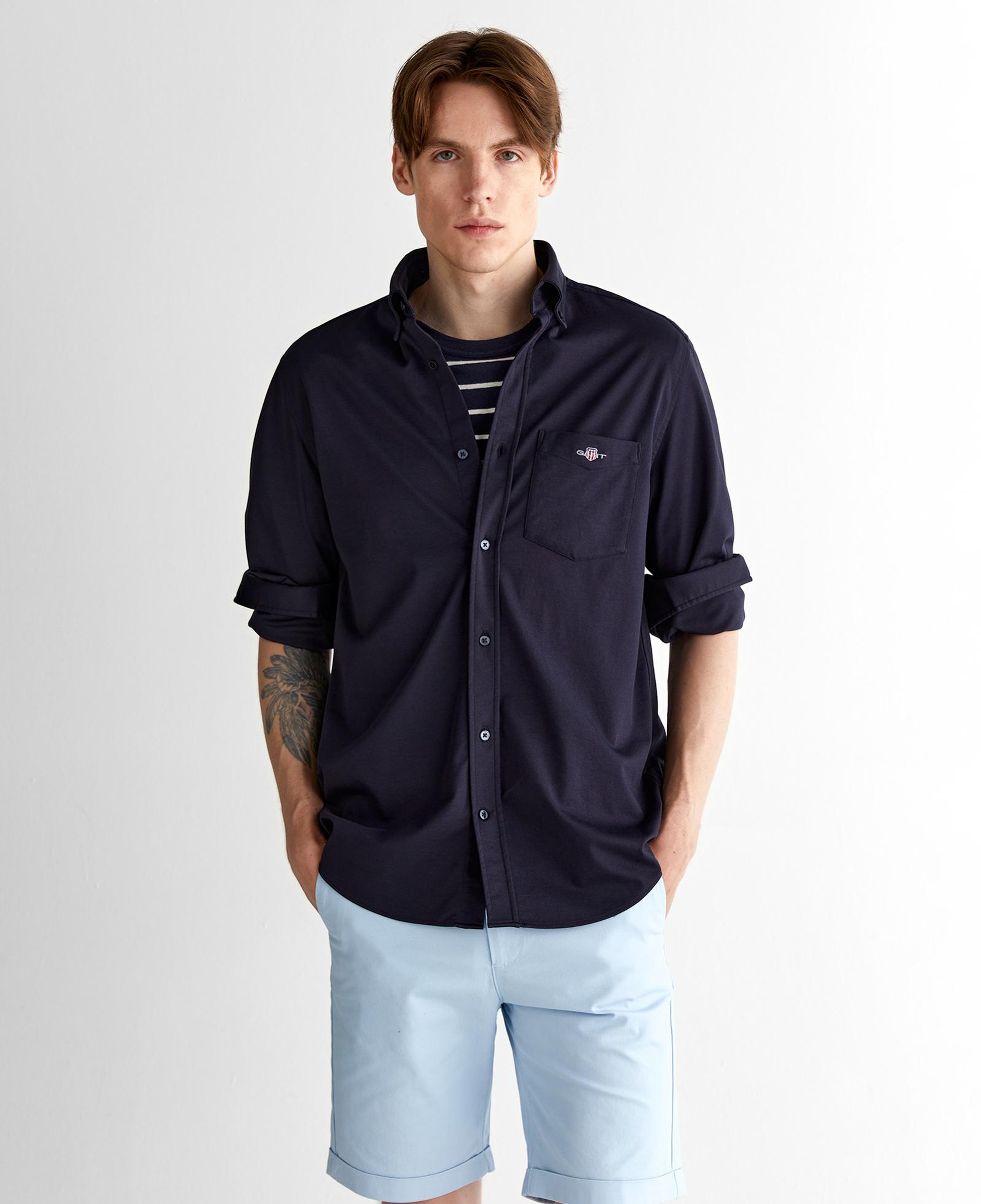 GANT Erkek Lacivert Regular Fit Düğmeli Yaka Gömlek