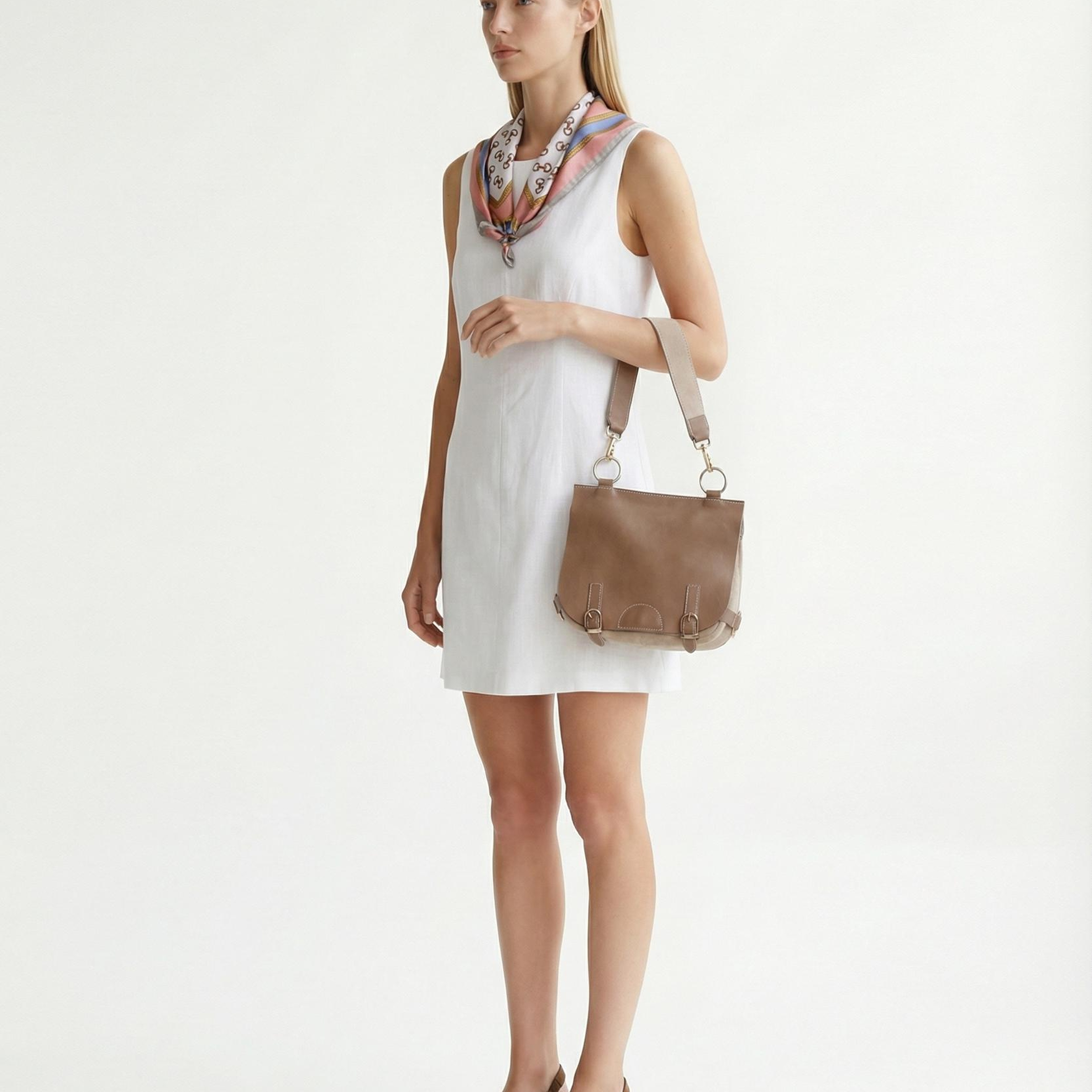 YARGICI A Form Kayık Yaka Kolsuz Elbise