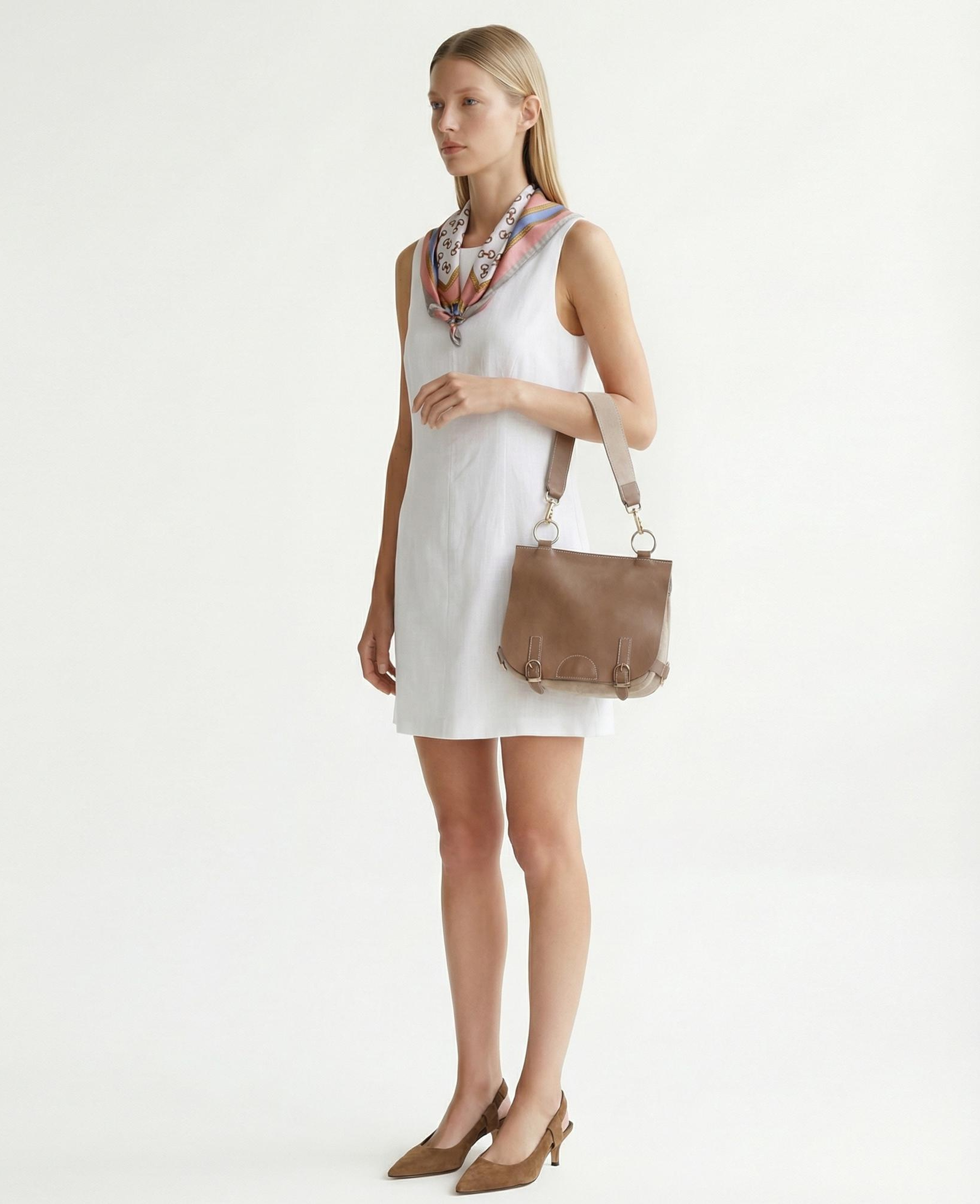 YARGICI A Form Kayık Yaka Kolsuz Elbise