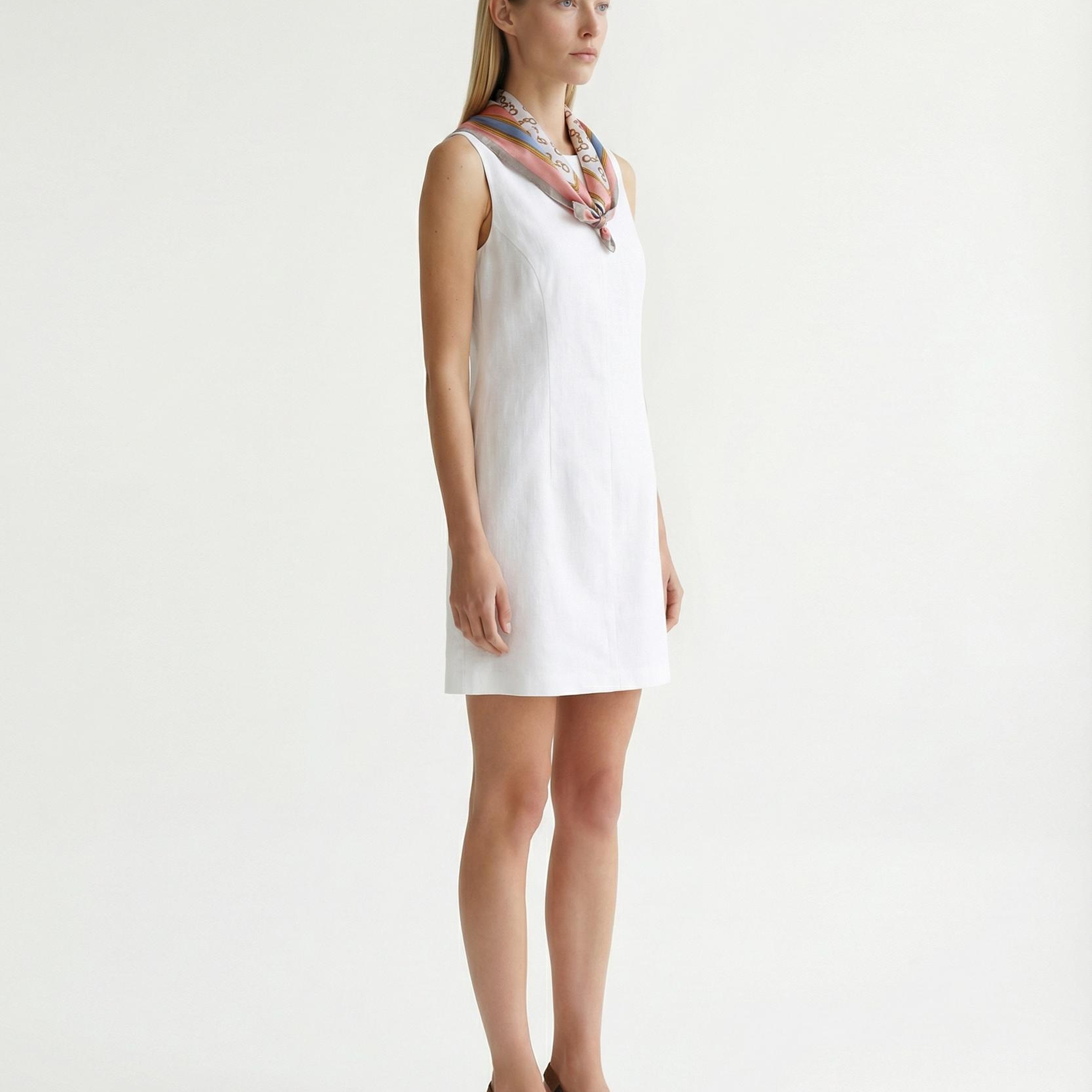 YARGICI A Form Kayık Yaka Kolsuz Elbise