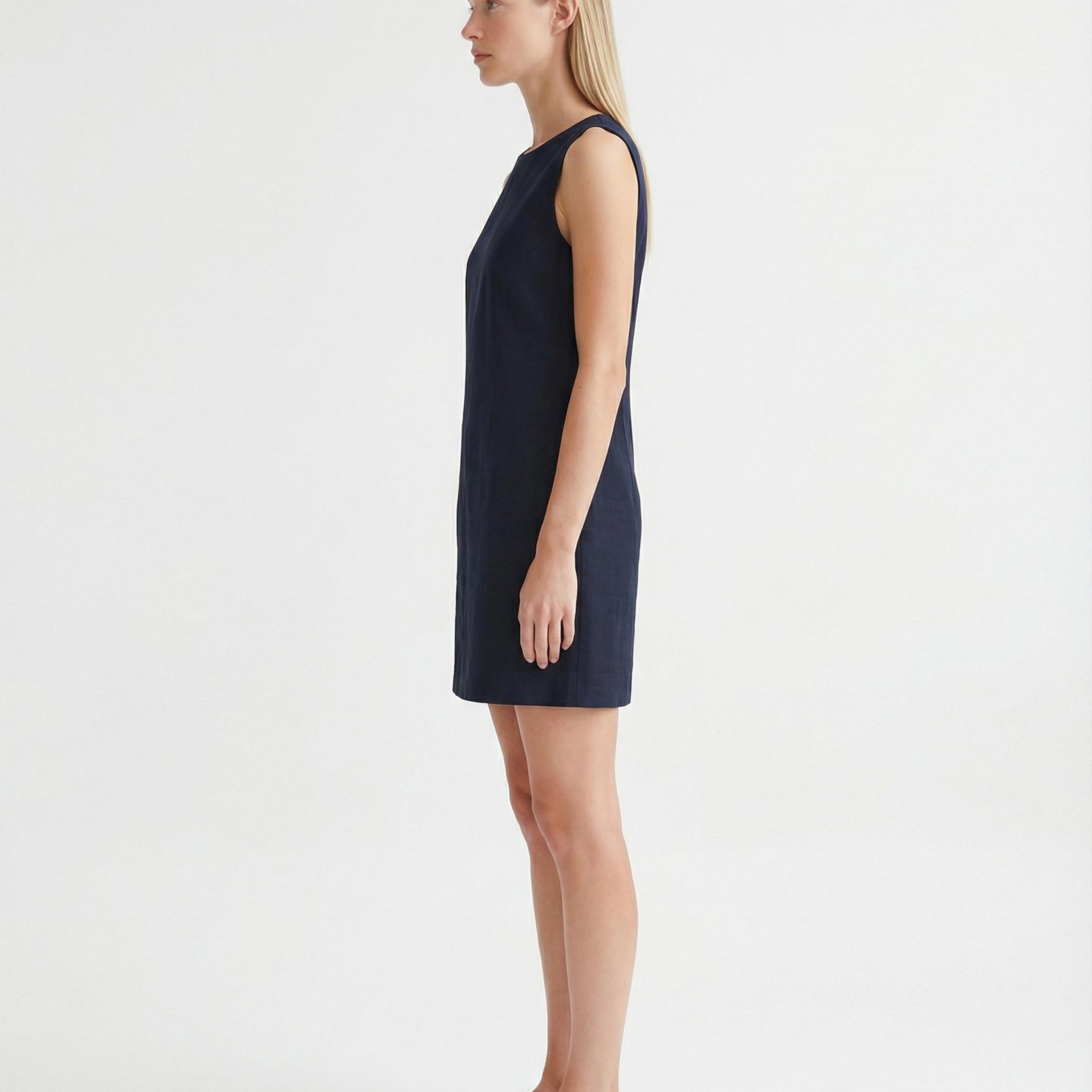 YARGICI A Form Kayık Yaka Kolsuz Elbise