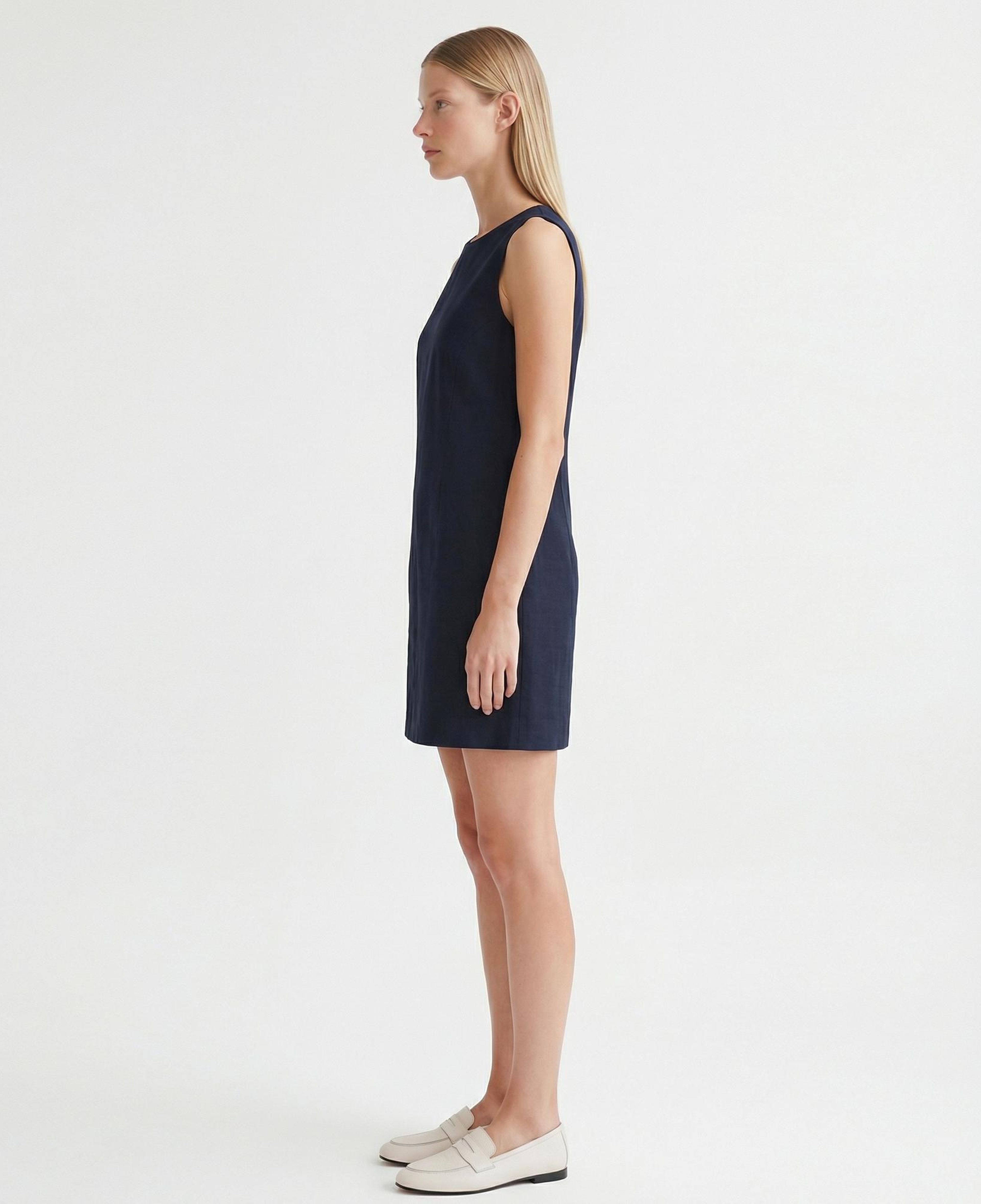 YARGICI A Form Kayık Yaka Kolsuz Elbise