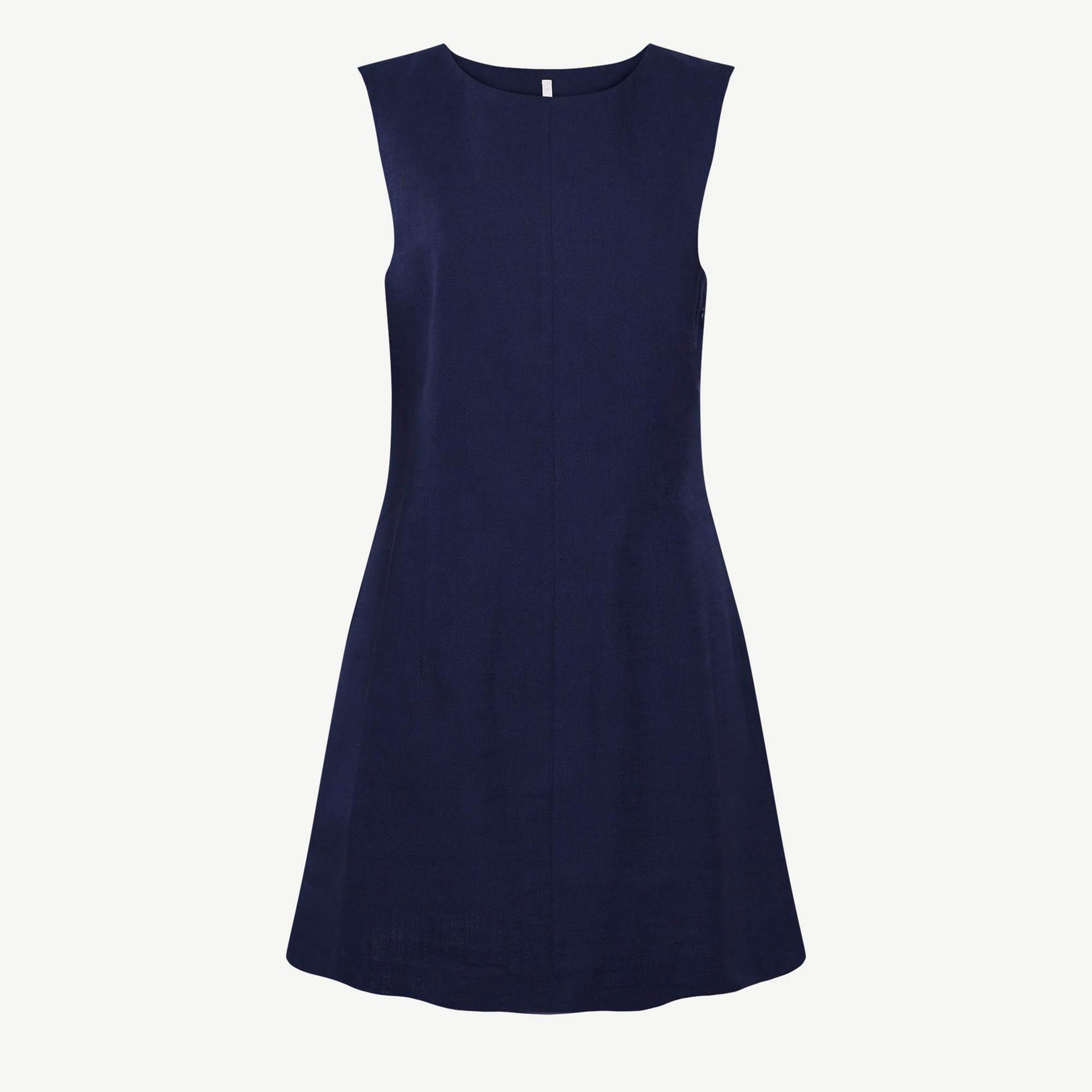 YARGICI A Form Kayık Yaka Kolsuz Elbise