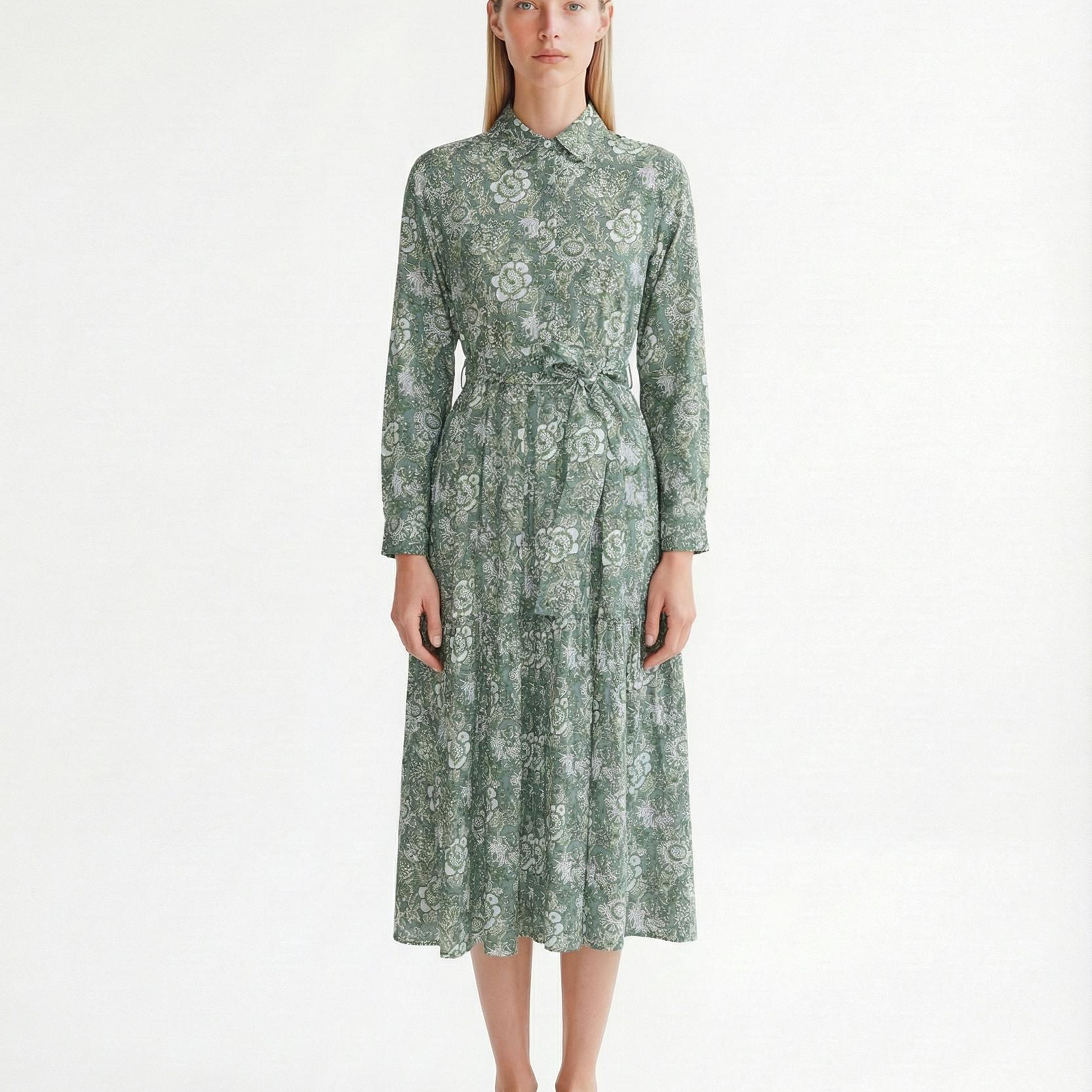 YARGICI Bol Gömlek Yaka Uzun Kol Elbise