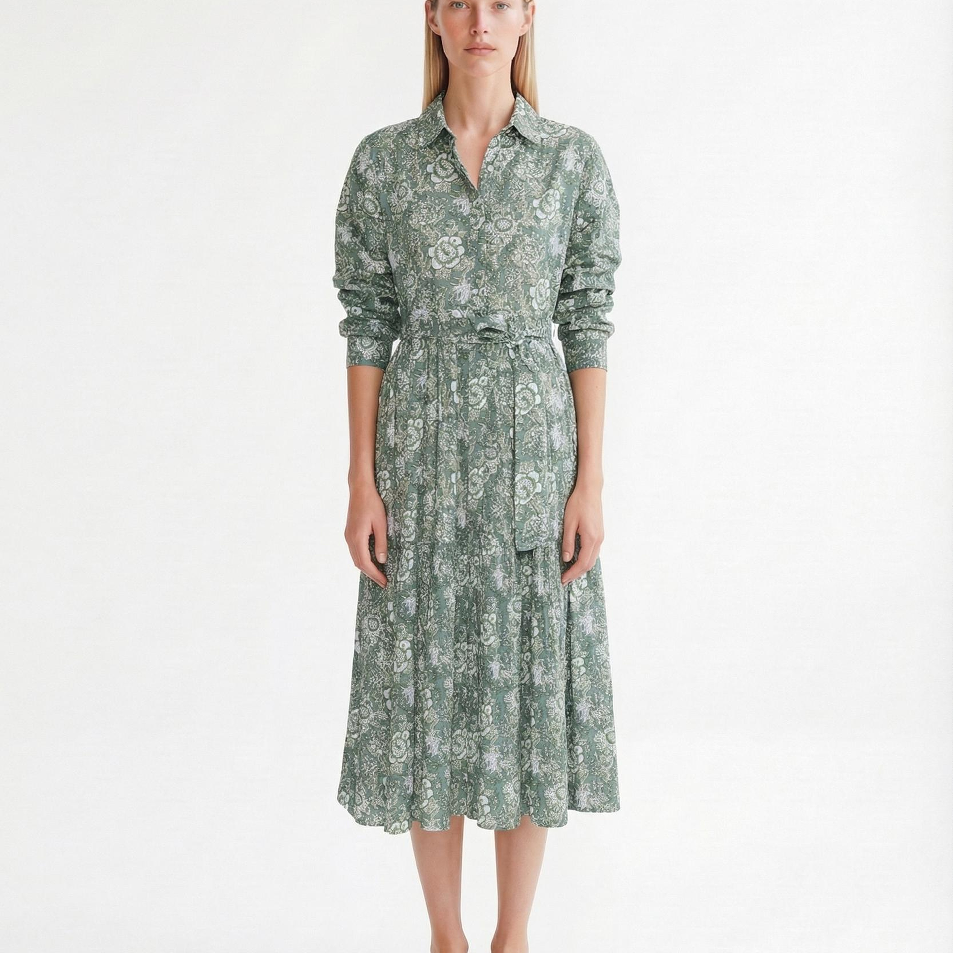 YARGICI Bol Gömlek Yaka Uzun Kol Elbise