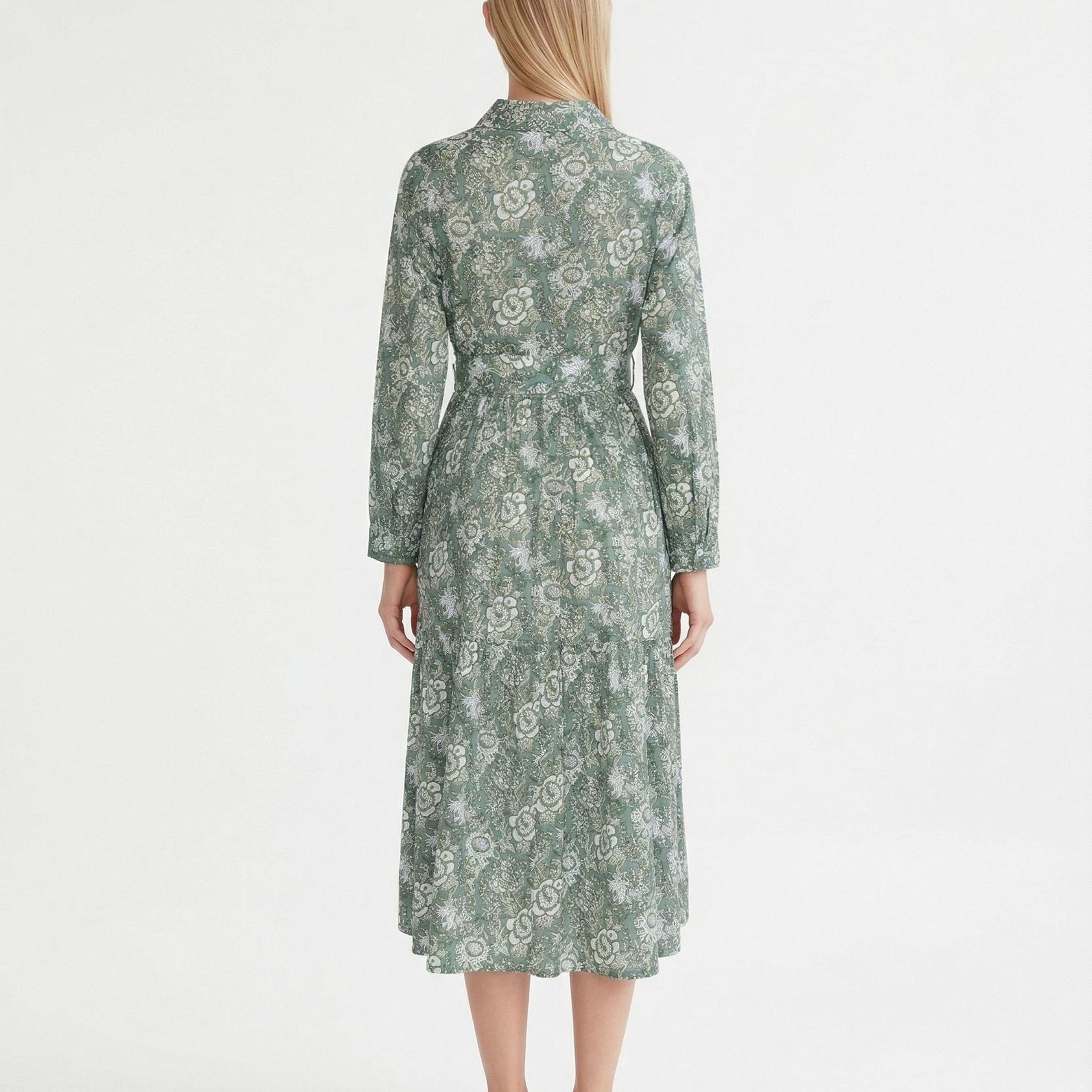 YARGICI Bol Gömlek Yaka Uzun Kol Elbise