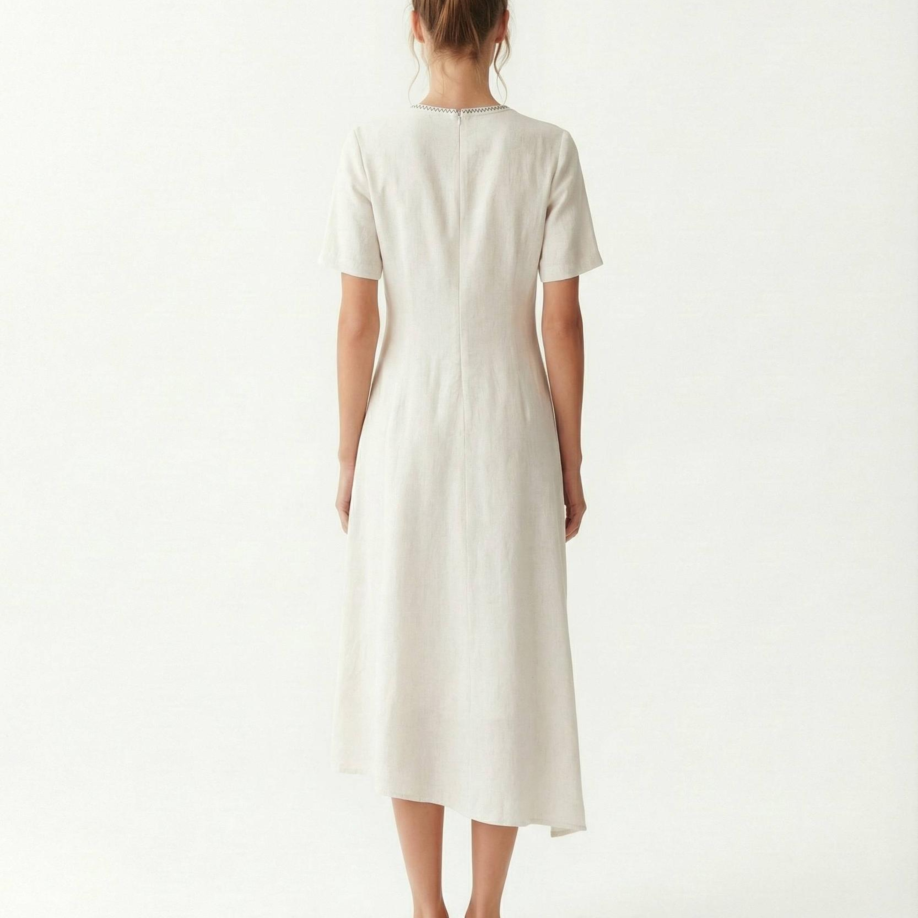 YARGICI Düz Bisiklet Yaka Kısa Kol Elbise