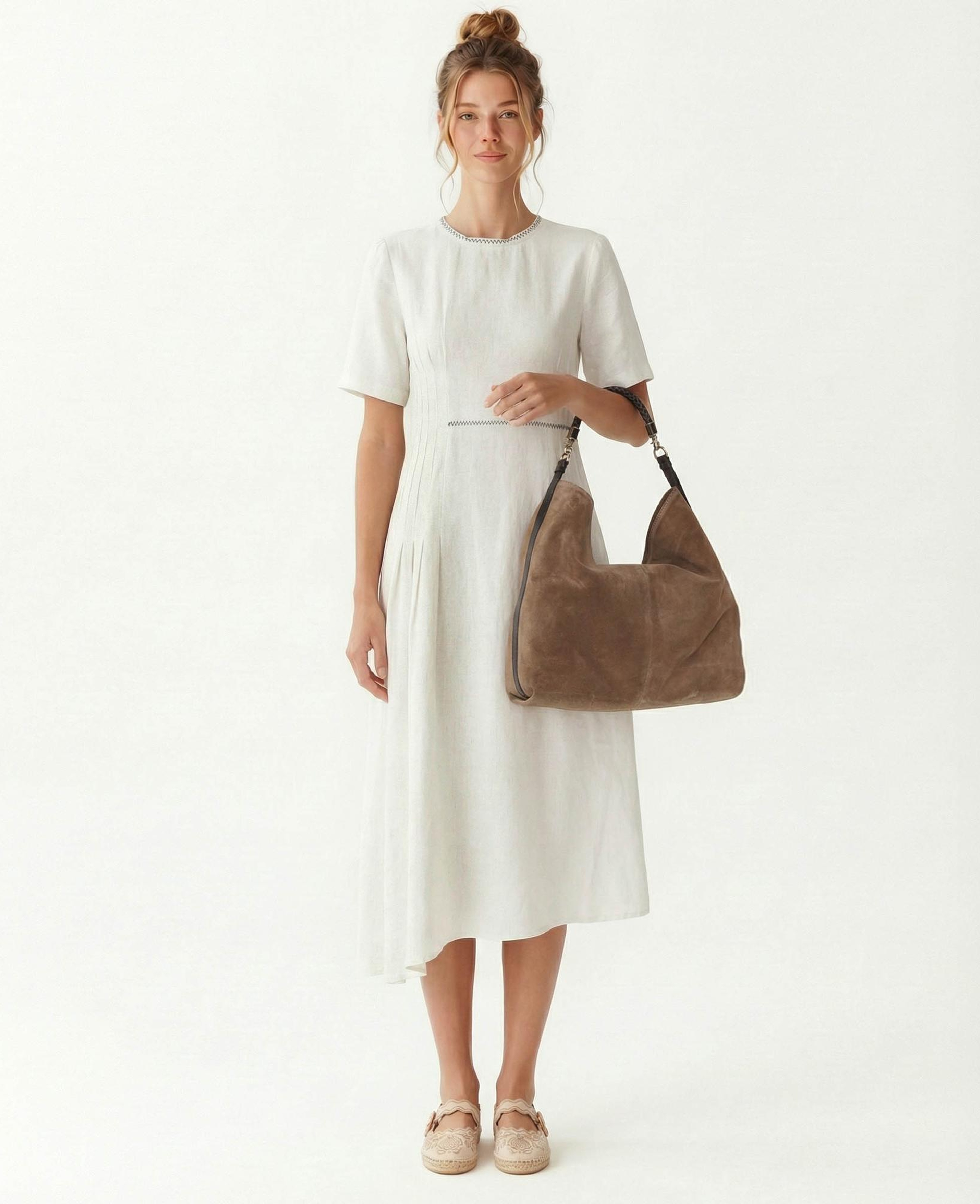 YARGICI Düz Bisiklet Yaka Kısa Kol Elbise