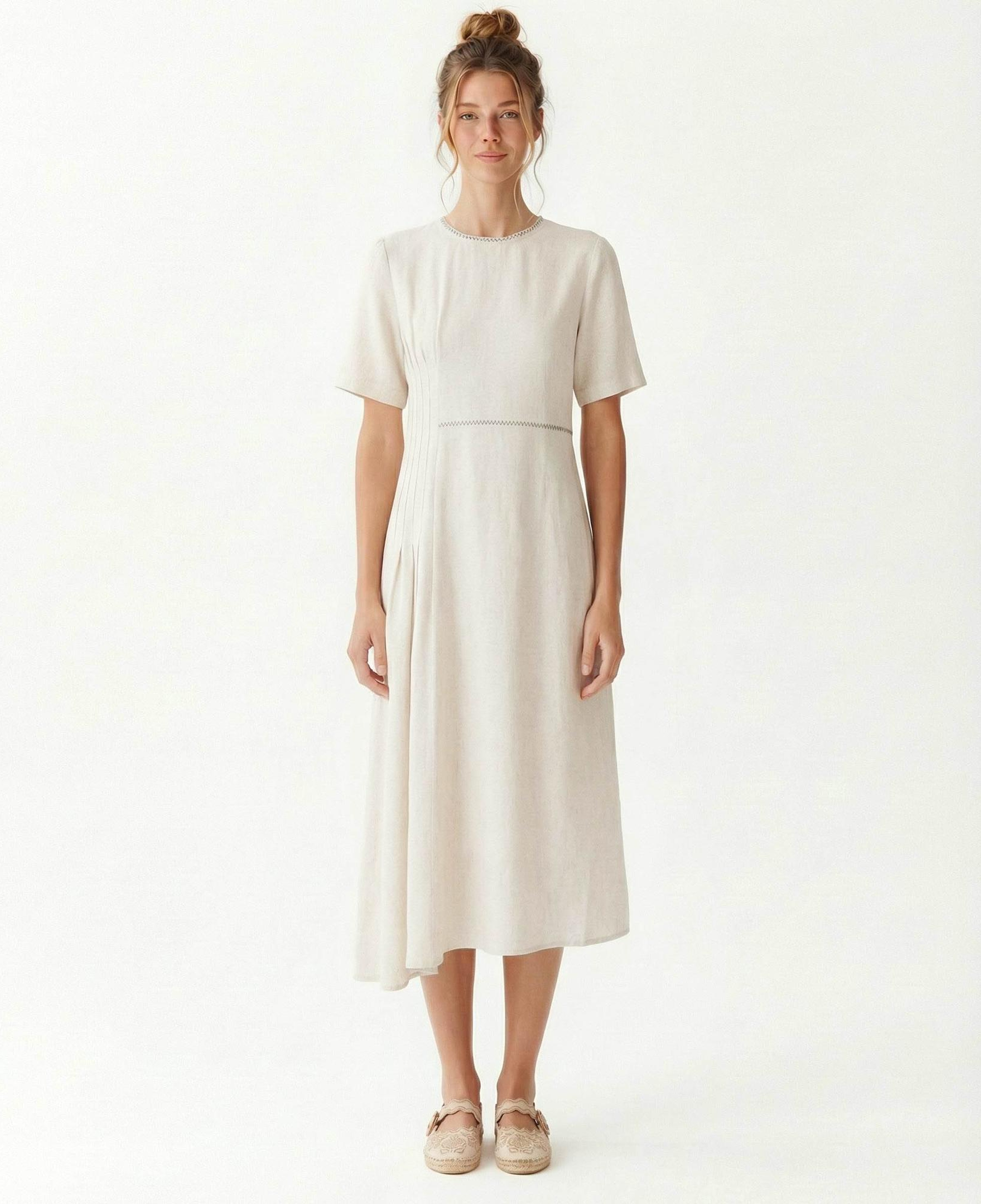 YARGICI Düz Bisiklet Yaka Kısa Kol Elbise