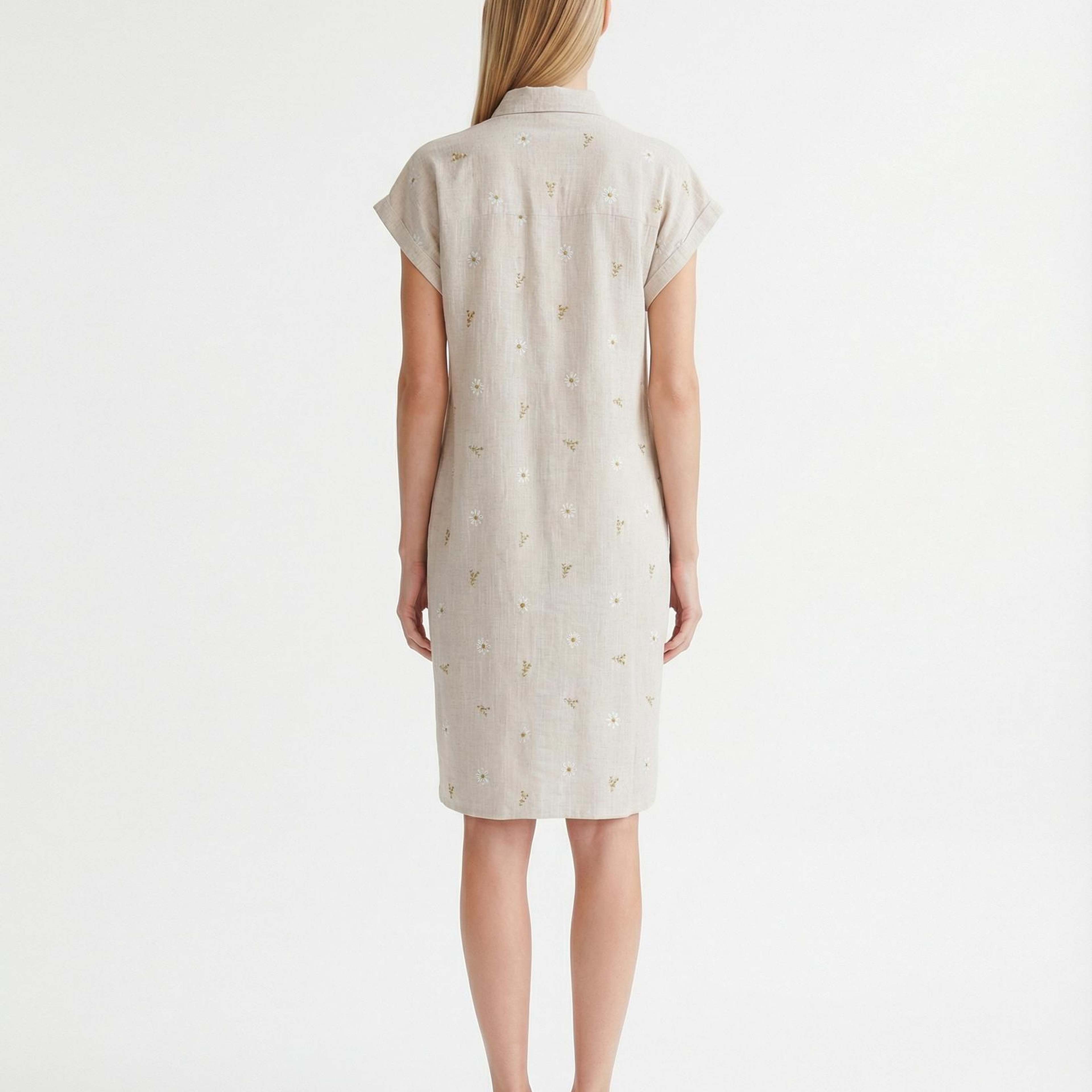 YARGICI Düz Gömlek Yaka Kısa Kol Elbise