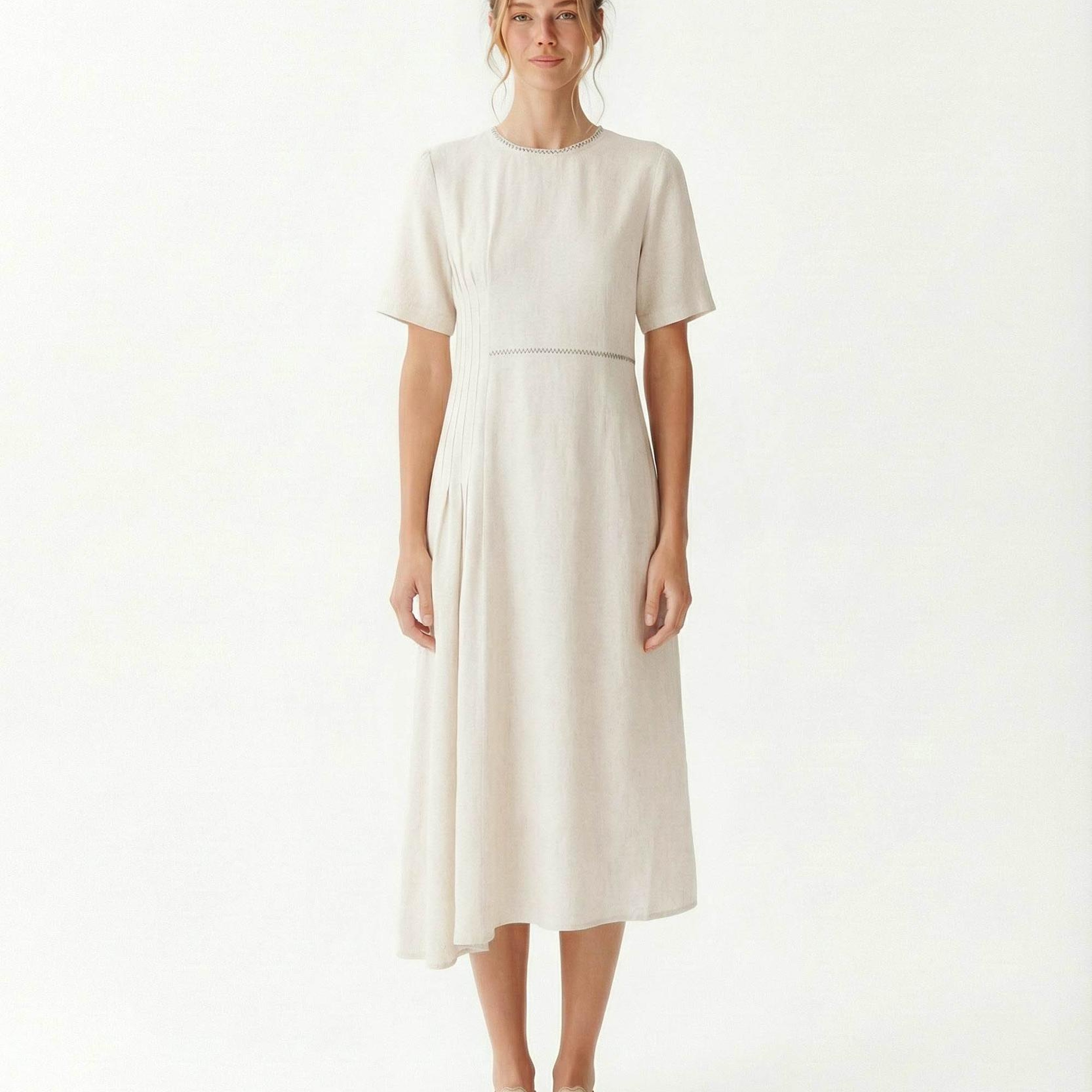 YARGICI Düz Bisiklet Yaka Kısa Kol Elbise