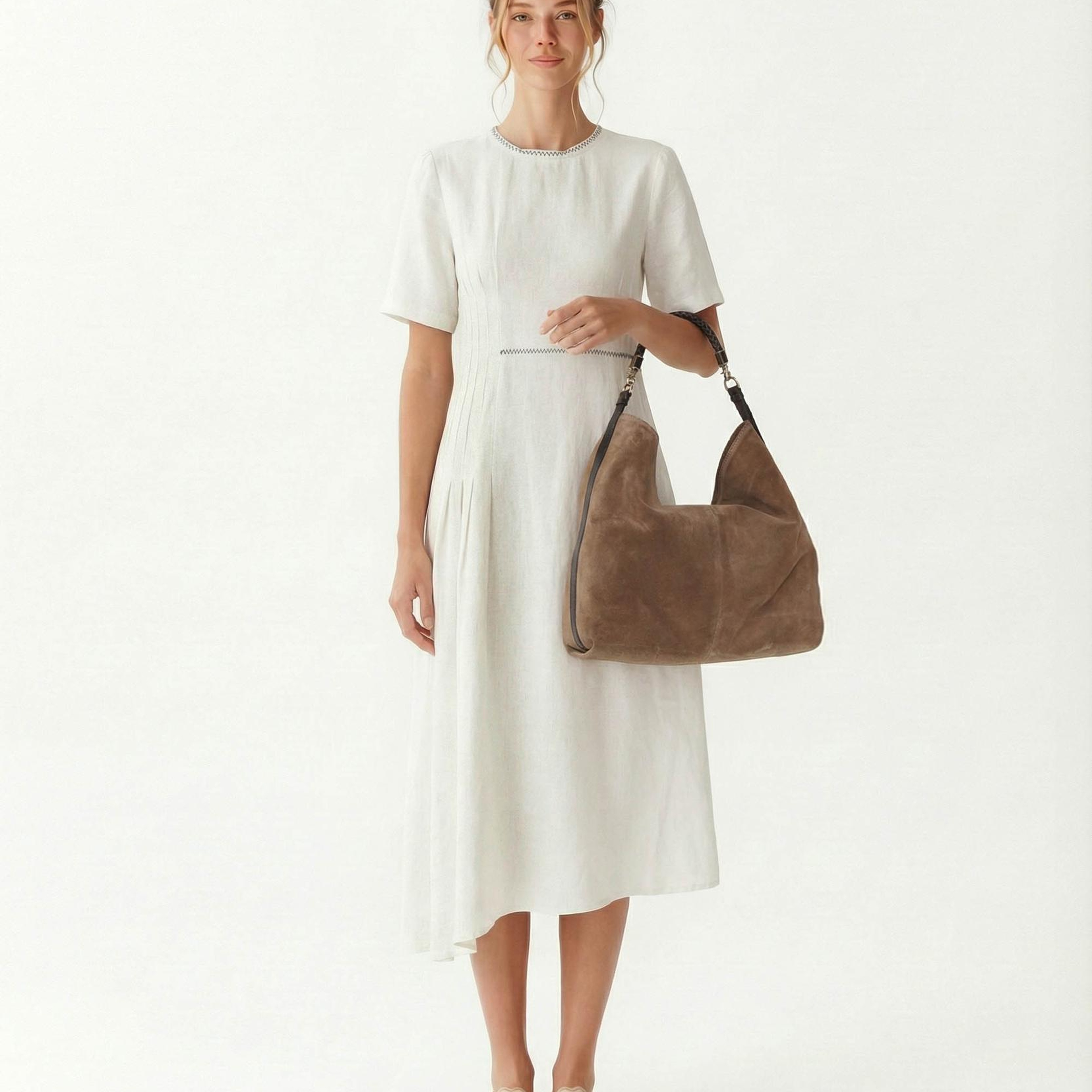 YARGICI Düz Bisiklet Yaka Kısa Kol Elbise