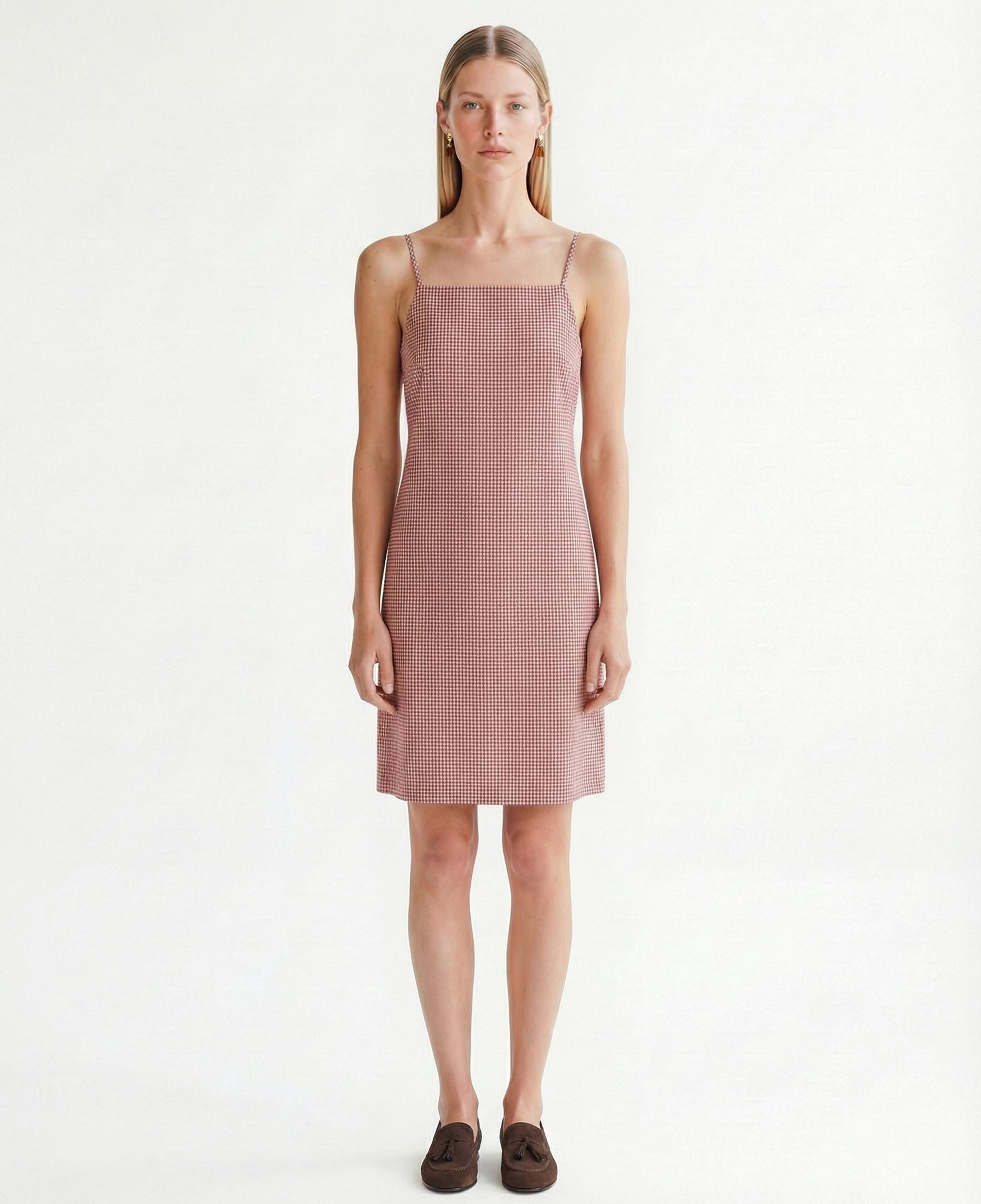 YARGICI Düz Kare Yaka Askılı Elbise