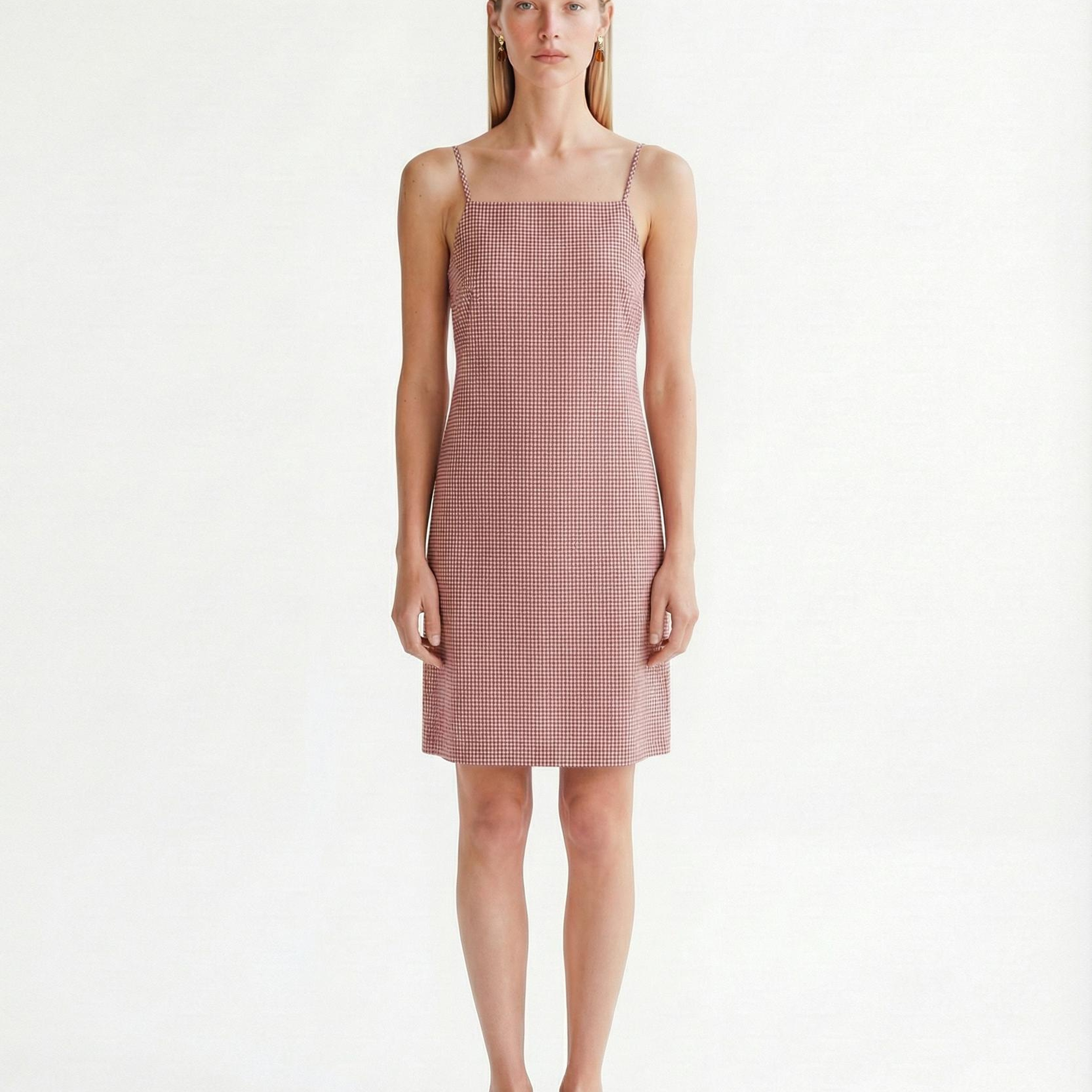 YARGICI Düz Kare Yaka Askılı Elbise